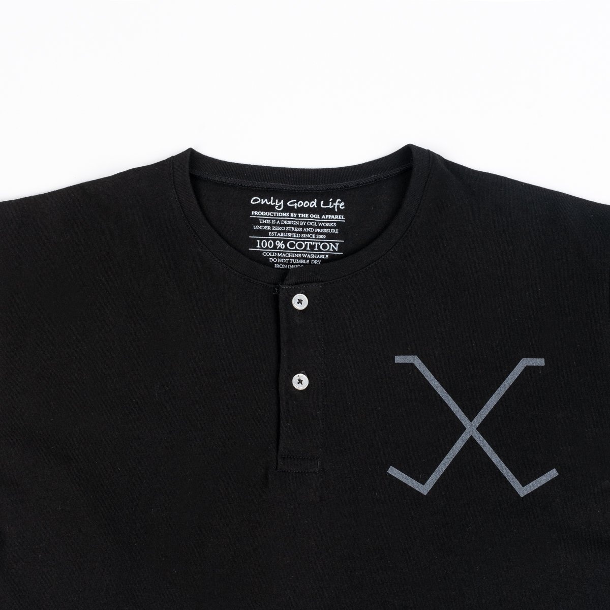 OGL 5.6oz Henley Tee - Black - 8