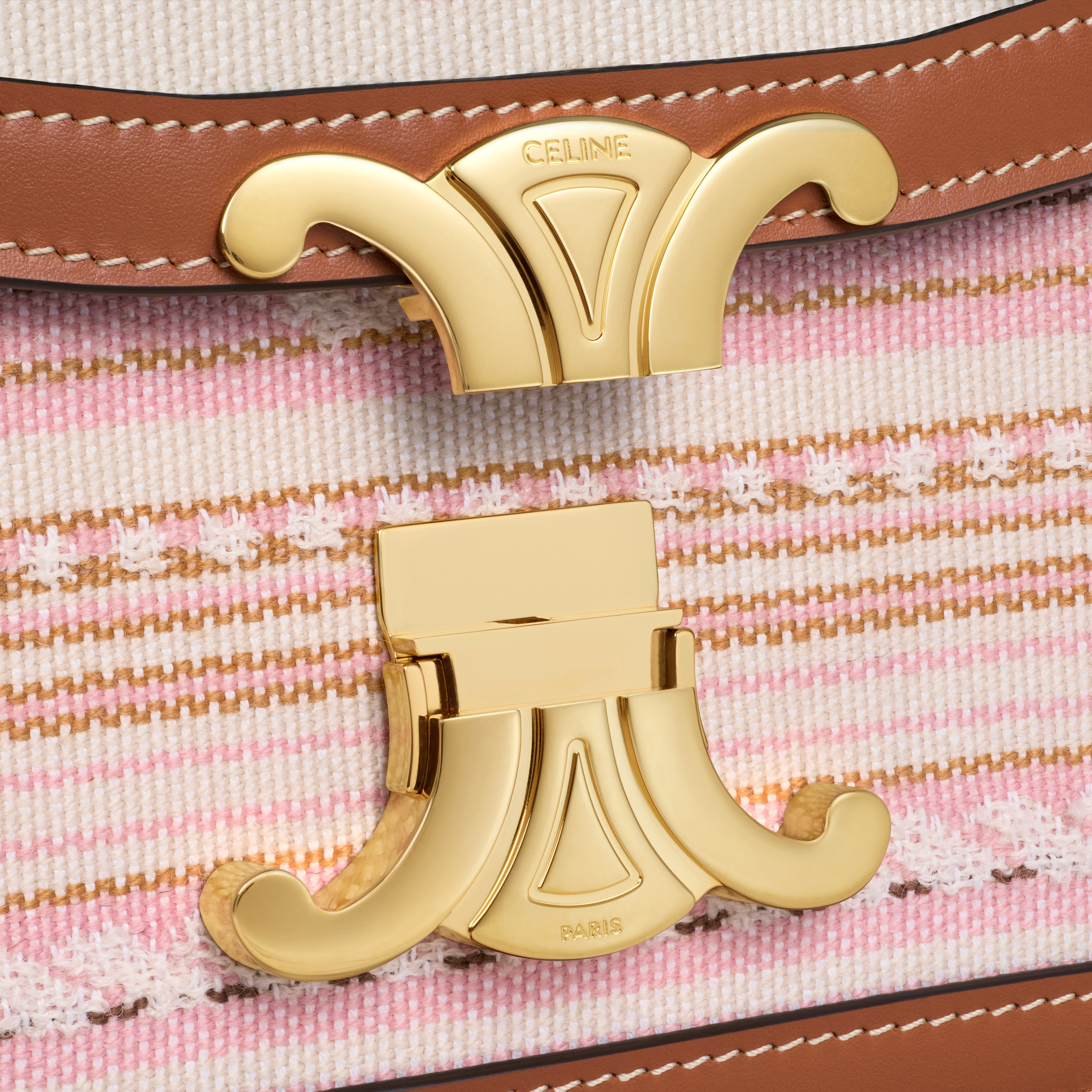 TEEN TRIOMPHE BAG IN STRIPED TEXTILE AND CALFSKIN - 5