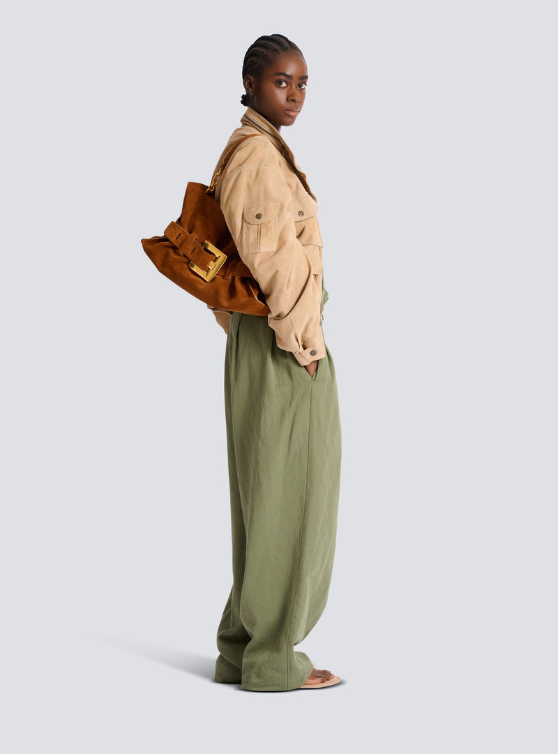 Balmain Anthem Medium suede leather bag outlook