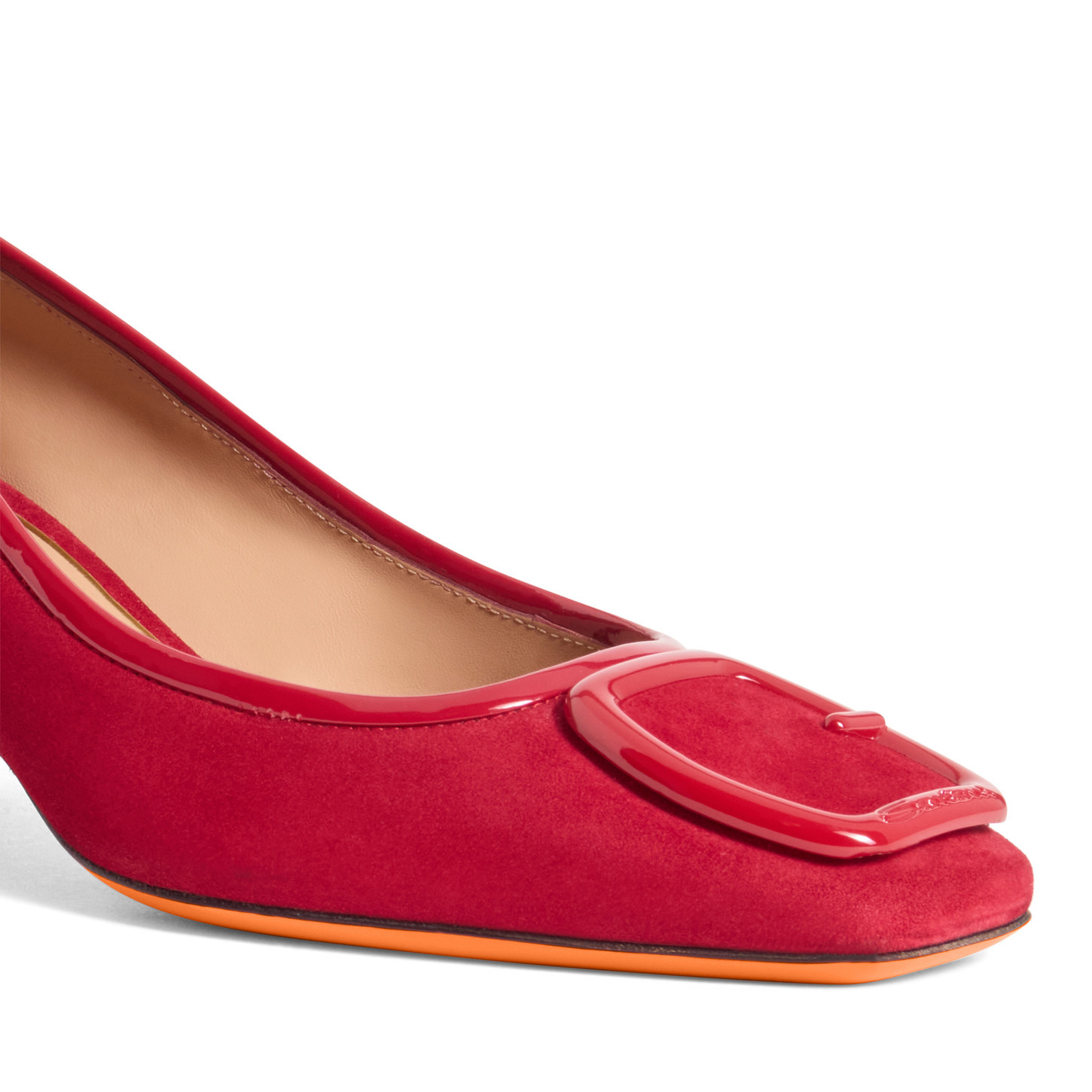 Women's red suede mid-heel pump - 6
