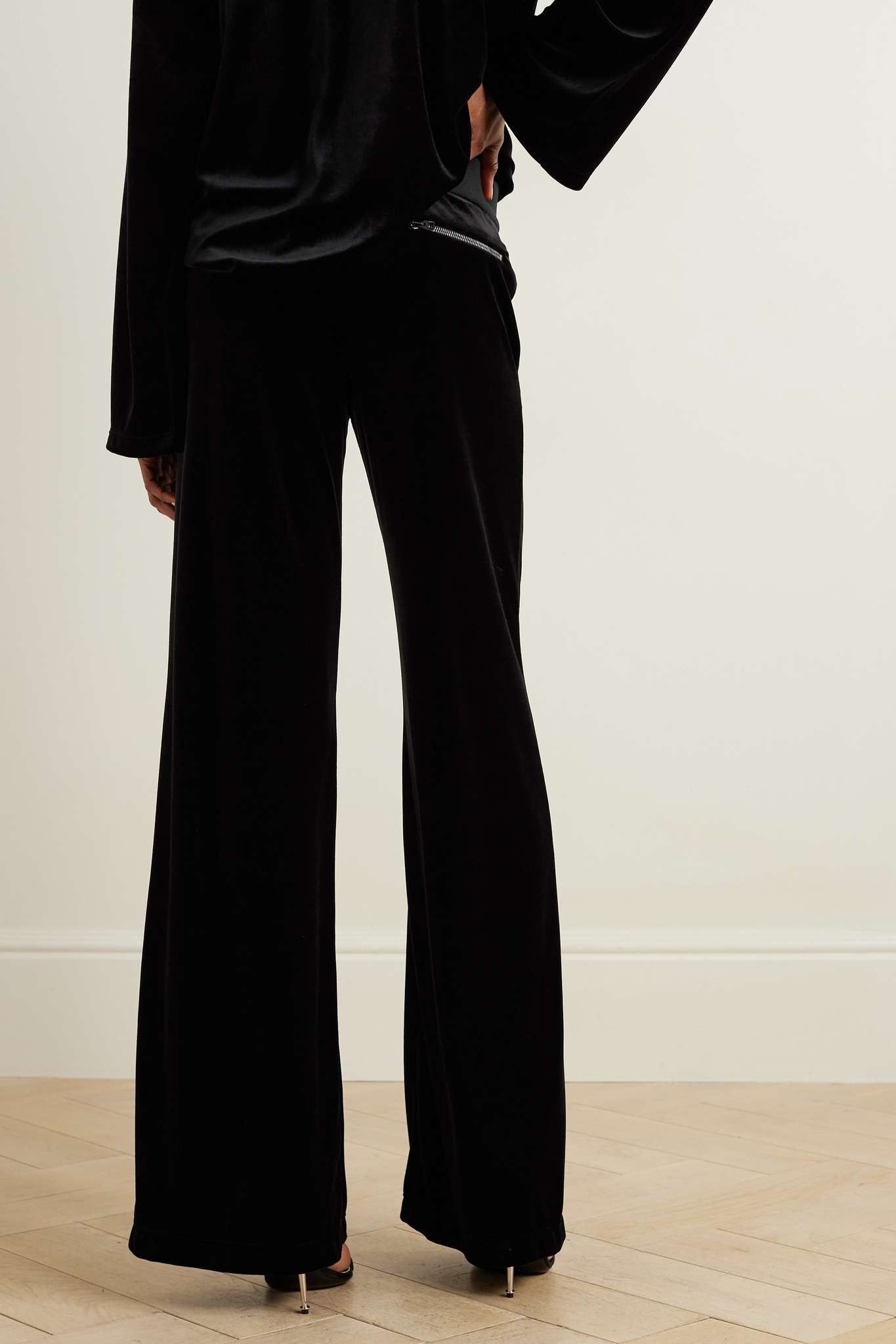 Zip-embellished velour track pants - 3