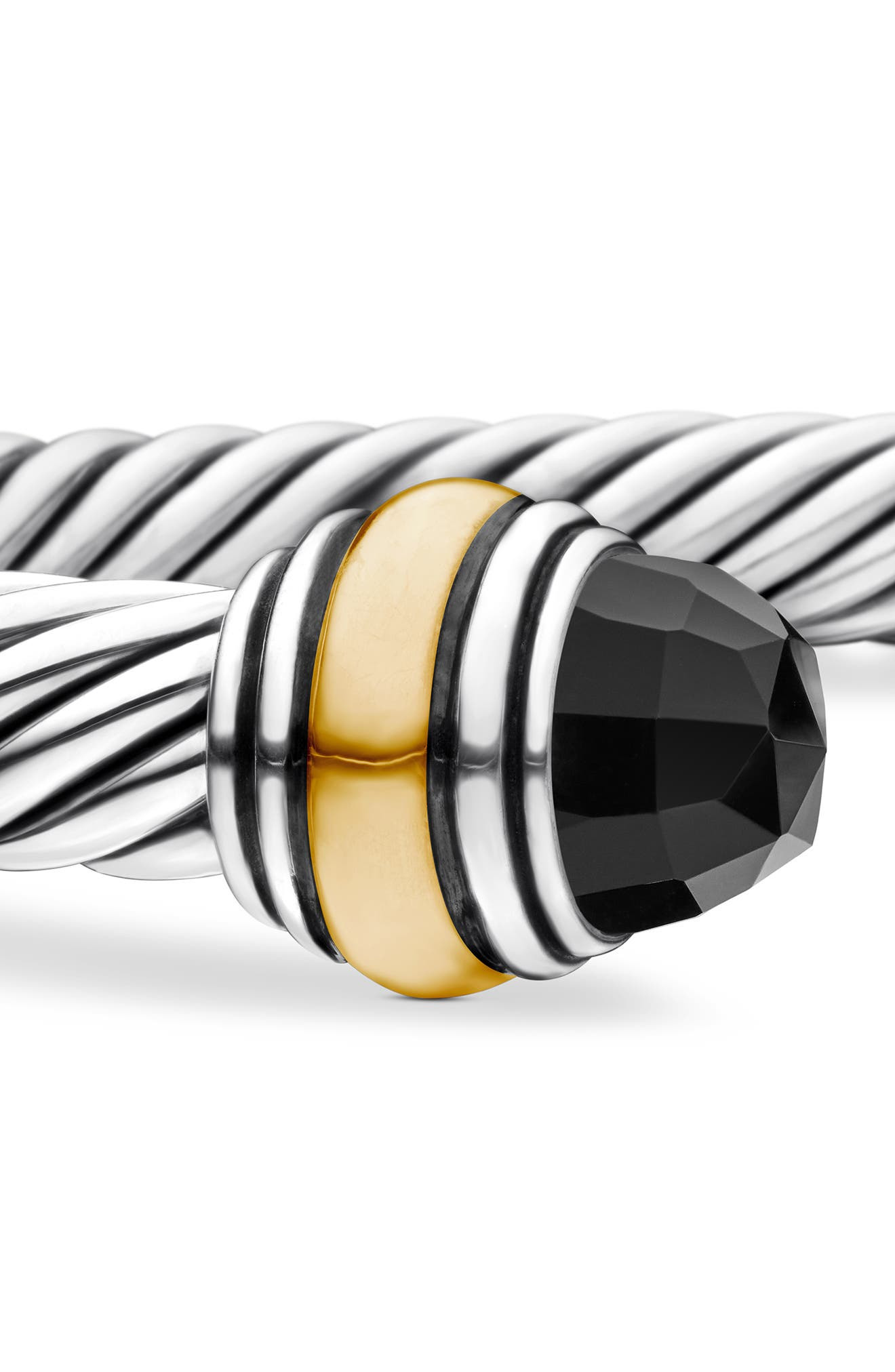 David Yurman Classic Cable Bracelet in Sterling Silver with 14K Yellow Gold, 5mm in Black Onyx at No - 6