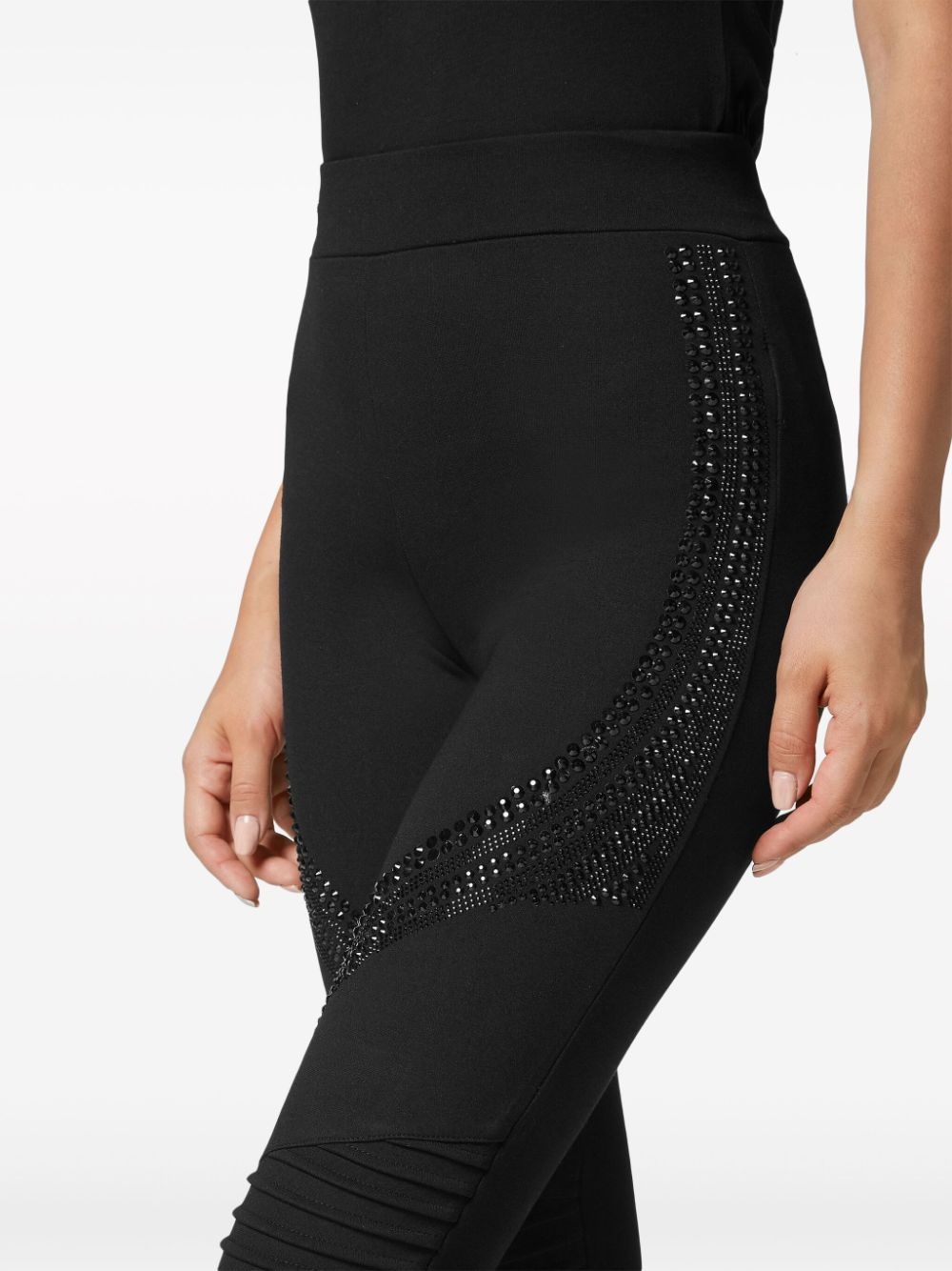 crystal-embellished panelled leggings - 5