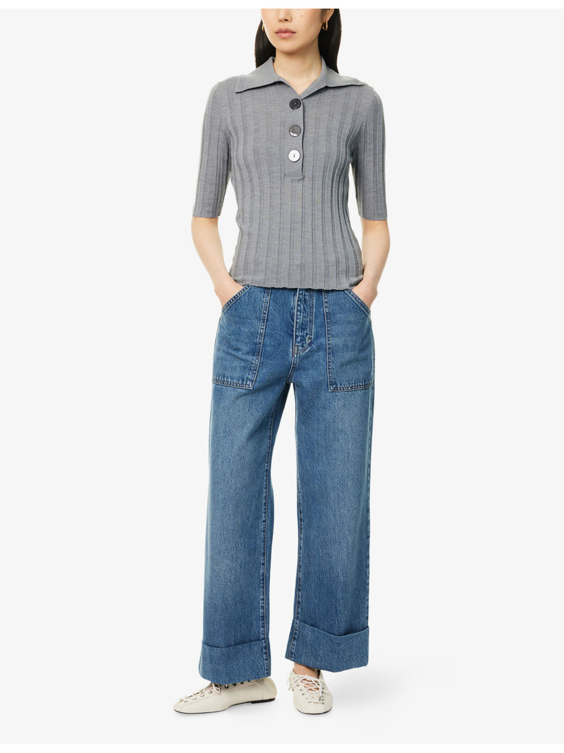FRAME Utility Straight-Leg Cotton-Blend Jeans outlook