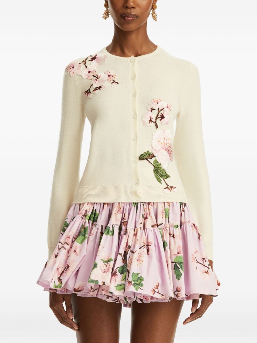 floral-embroidered cardigan - 3