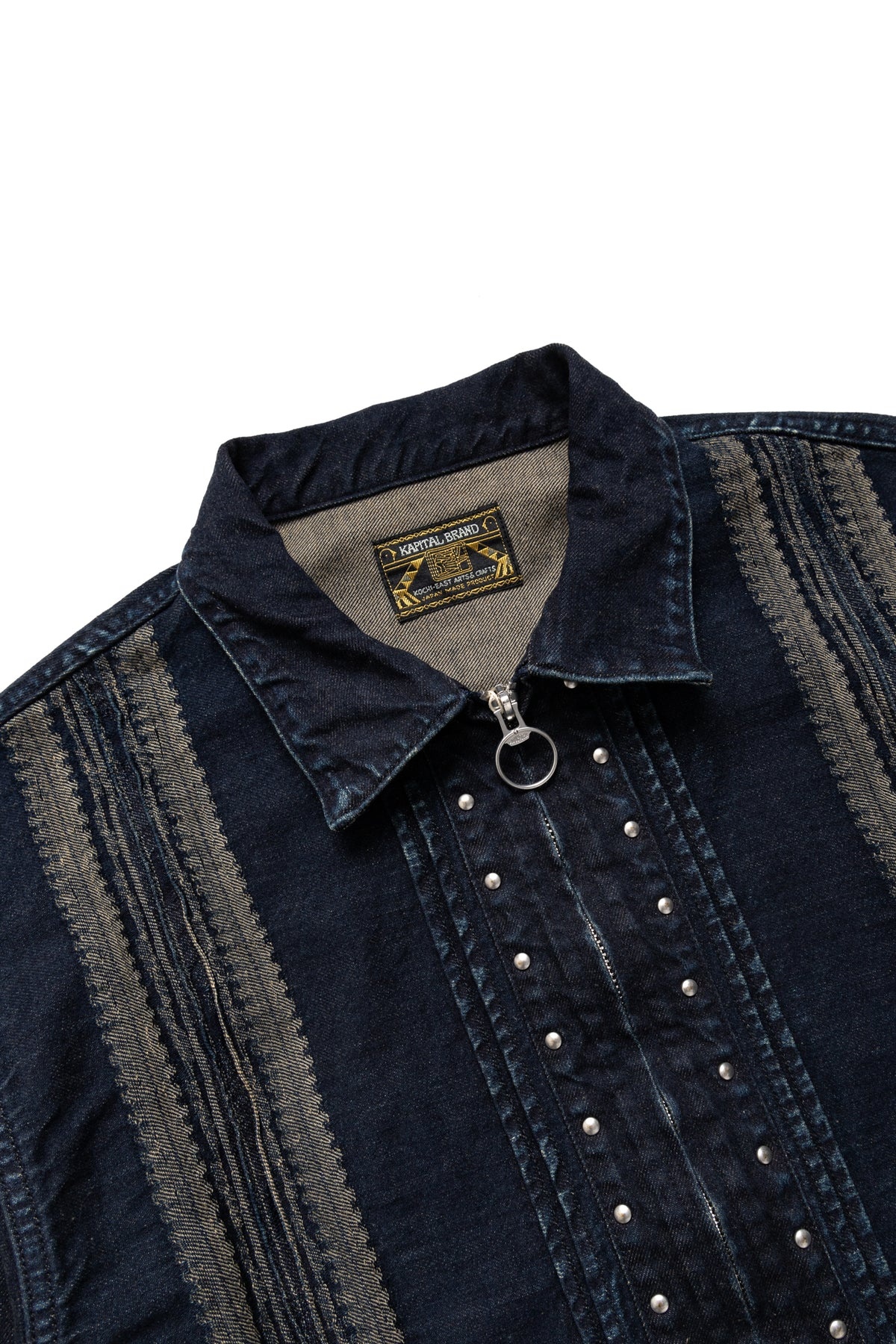 12oz YAGASURI Jacquard Denim CHIMAYO Drizzler JKT - Indigo - 6