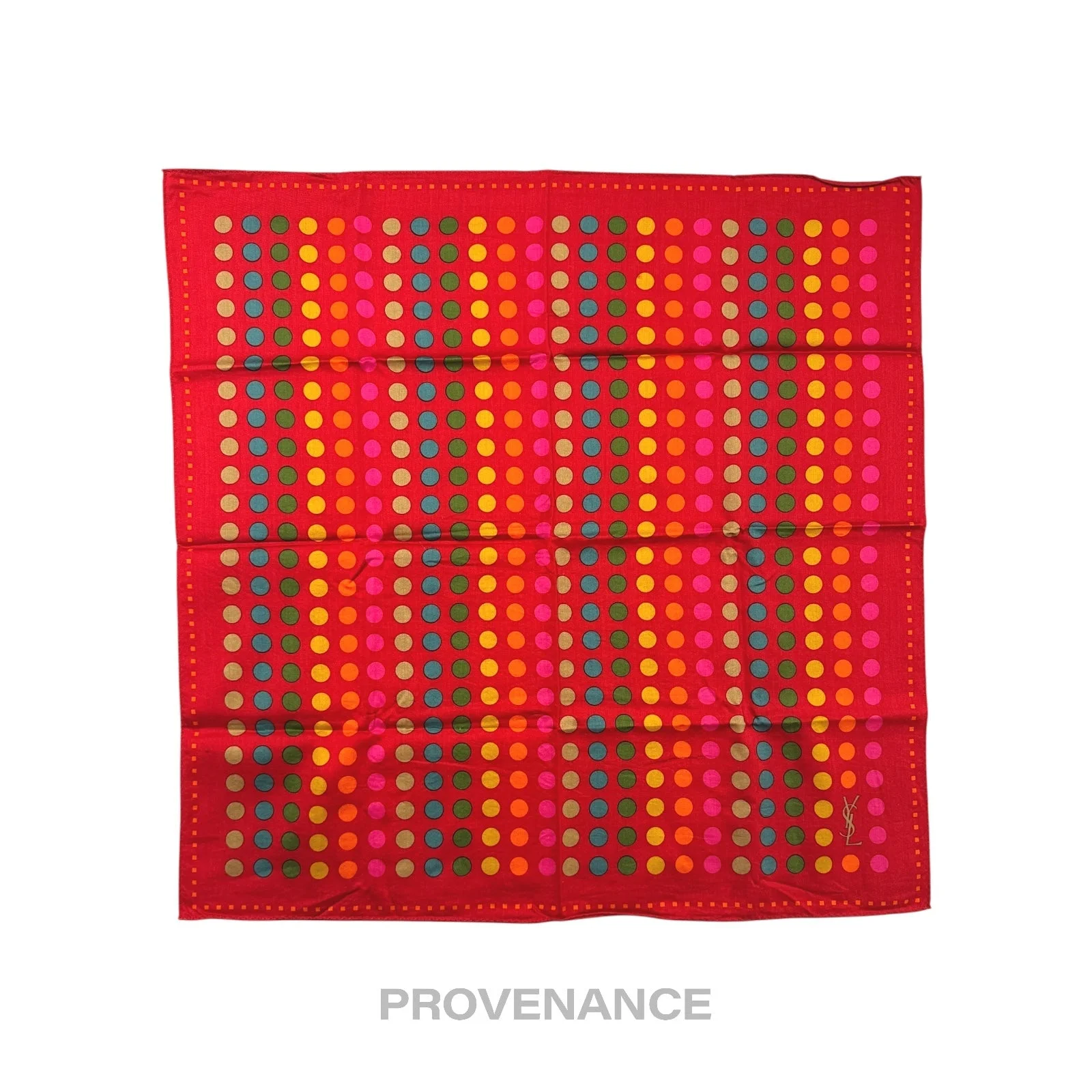 Yves Saint Laurent YSL Handkerchief Scarf 50 - Red Dot - 1
