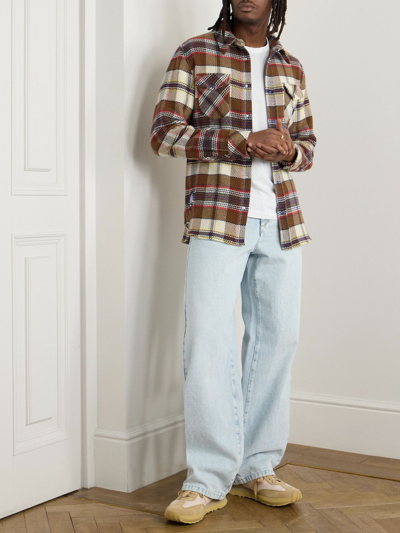 God’s True Cashmere Distressed Checked Cashmere Shirt Brown outlook