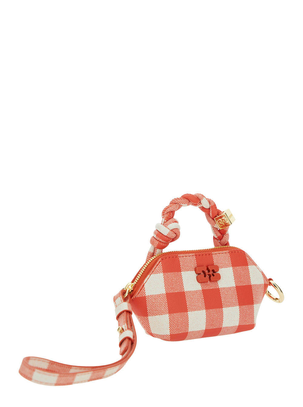 Ganni Women 'Vichy' Red Nano Bag With Braided Handle And Logo Plaque In Leather Blend Woman - 2