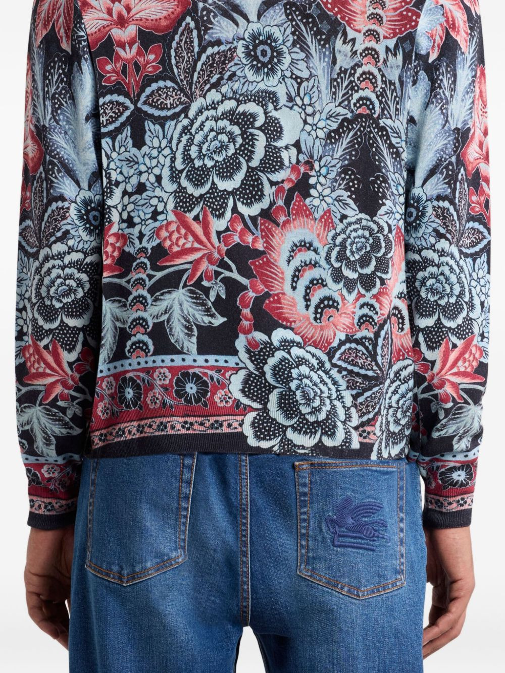 floral-print crew-neck sweater - 4