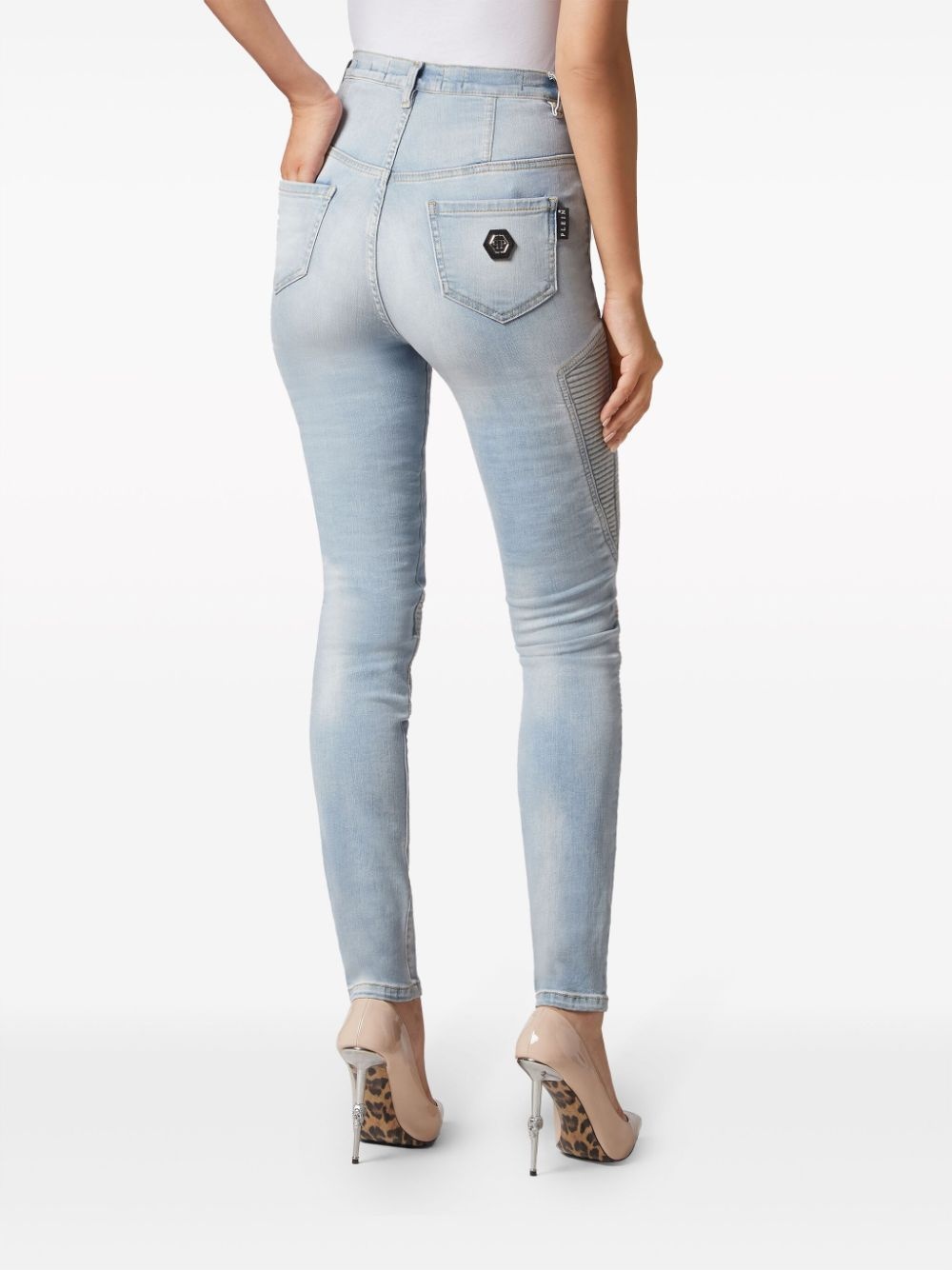 ribbed-detailing skiny-cut jeans - 3