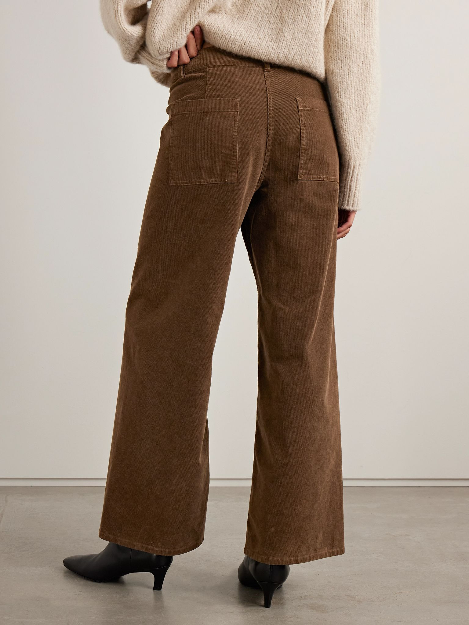 Megan cotton-blend corduroy wide-leg pants Brown - 4