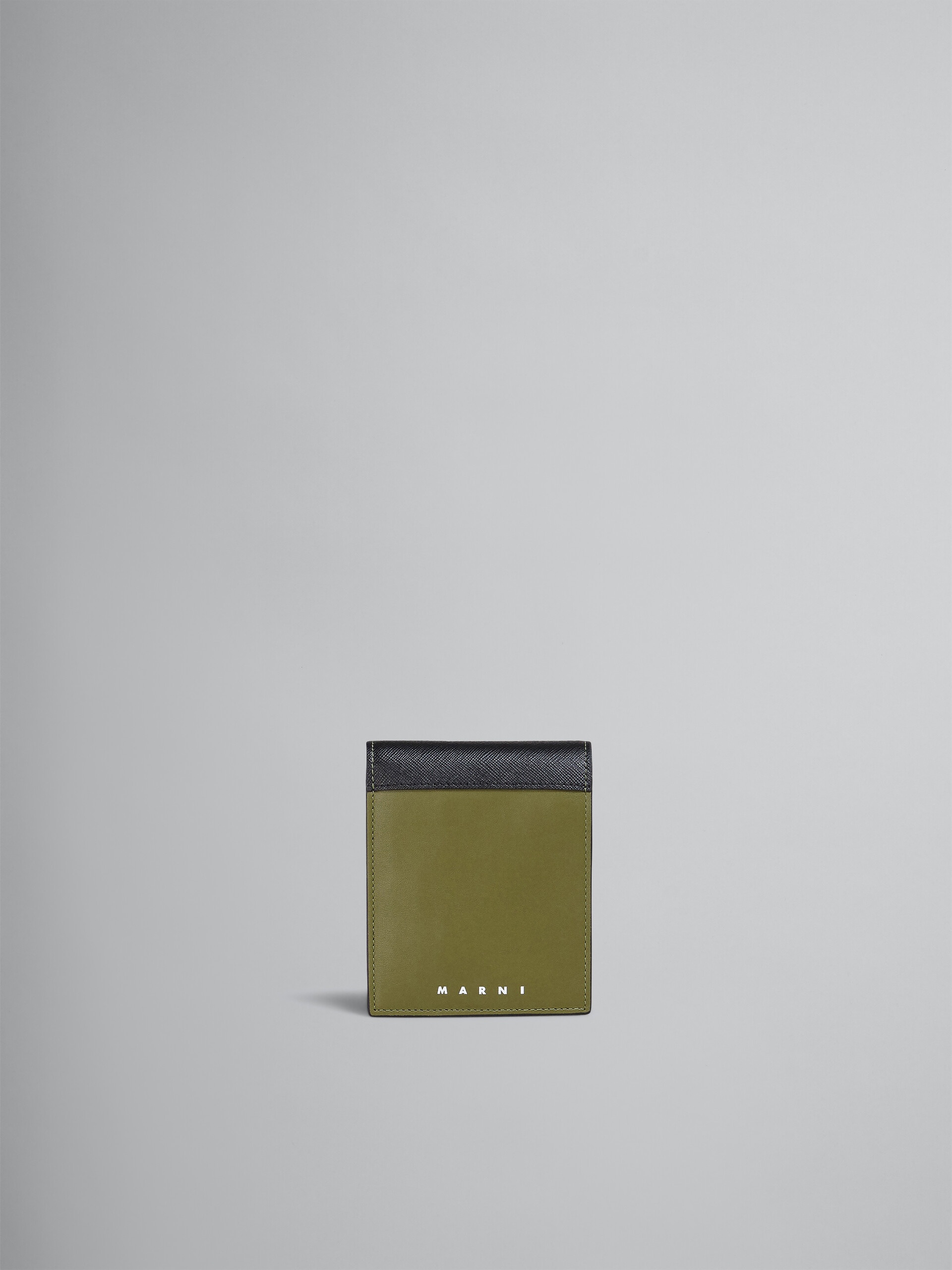 BLACK GREEN AND BLUE SAFFIANO LEATHER BI-FOLD WALLET - 1