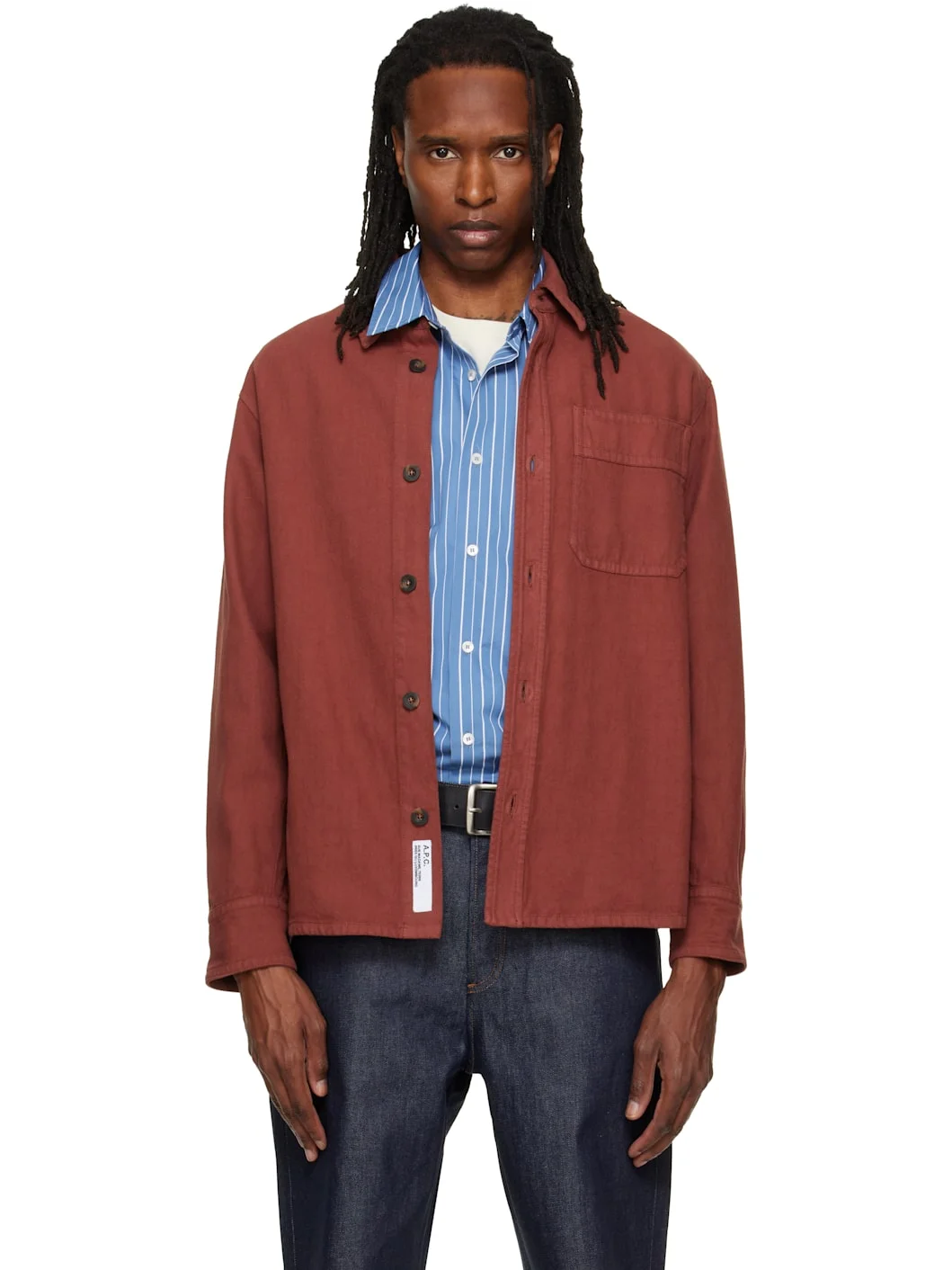 Burgundy Basile Logo Overshirt - 1
