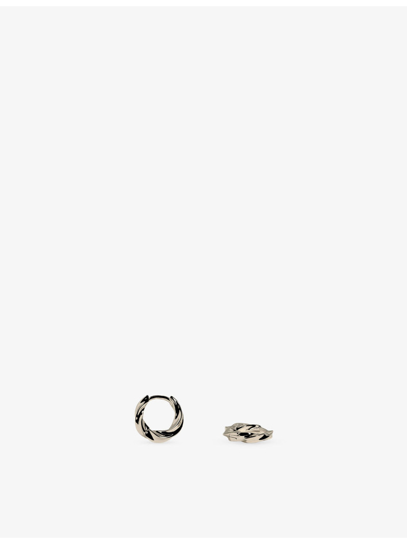 Cosmic Rhodium Plated Brass Twist Huggies 1