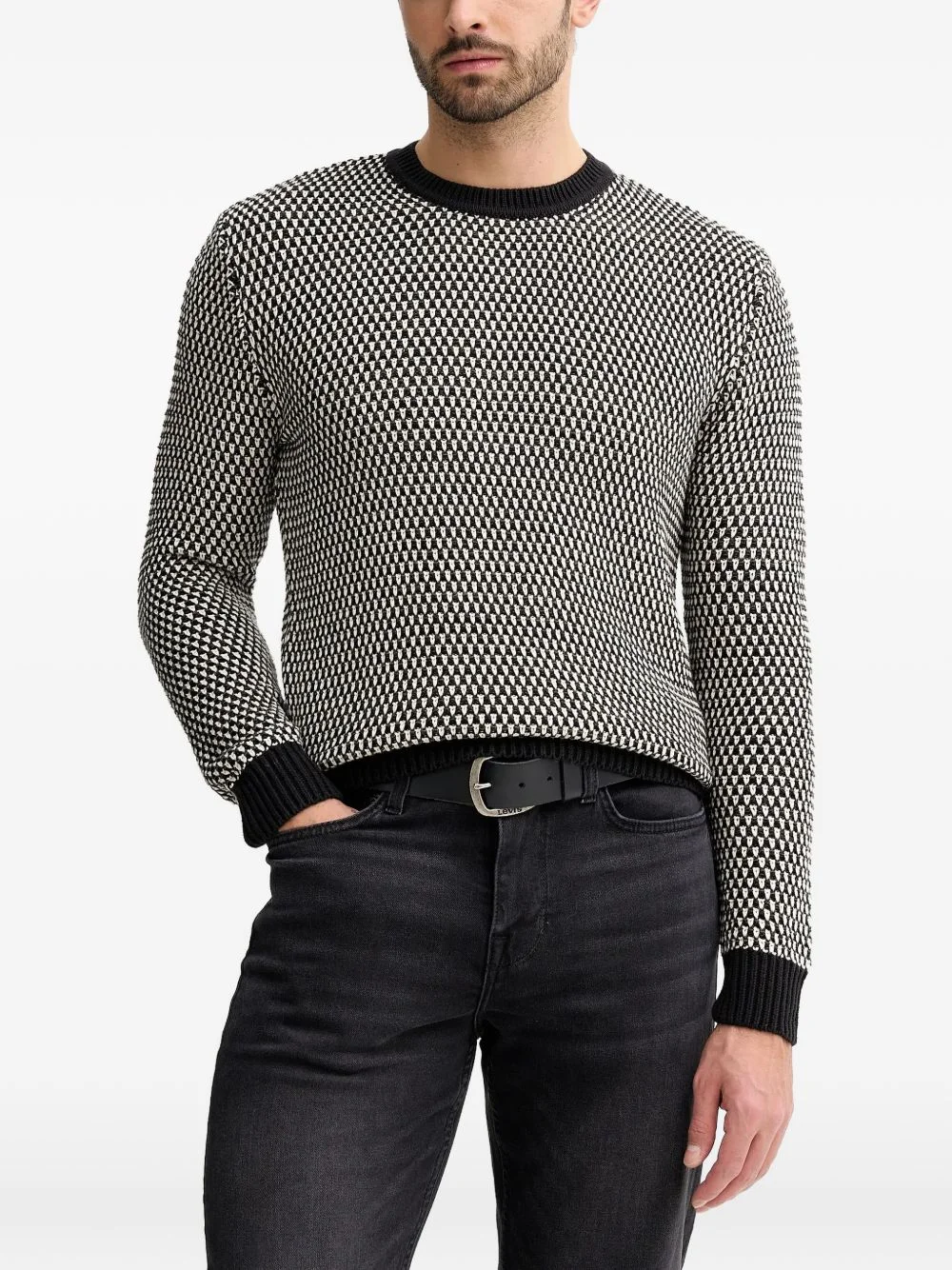 patterned crew-neck sweater - 1