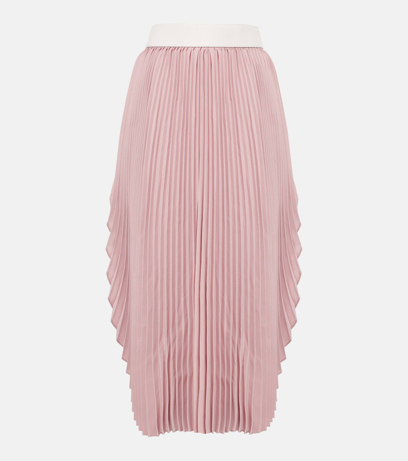 Leather-trimmed plissé maxi skirt - 1