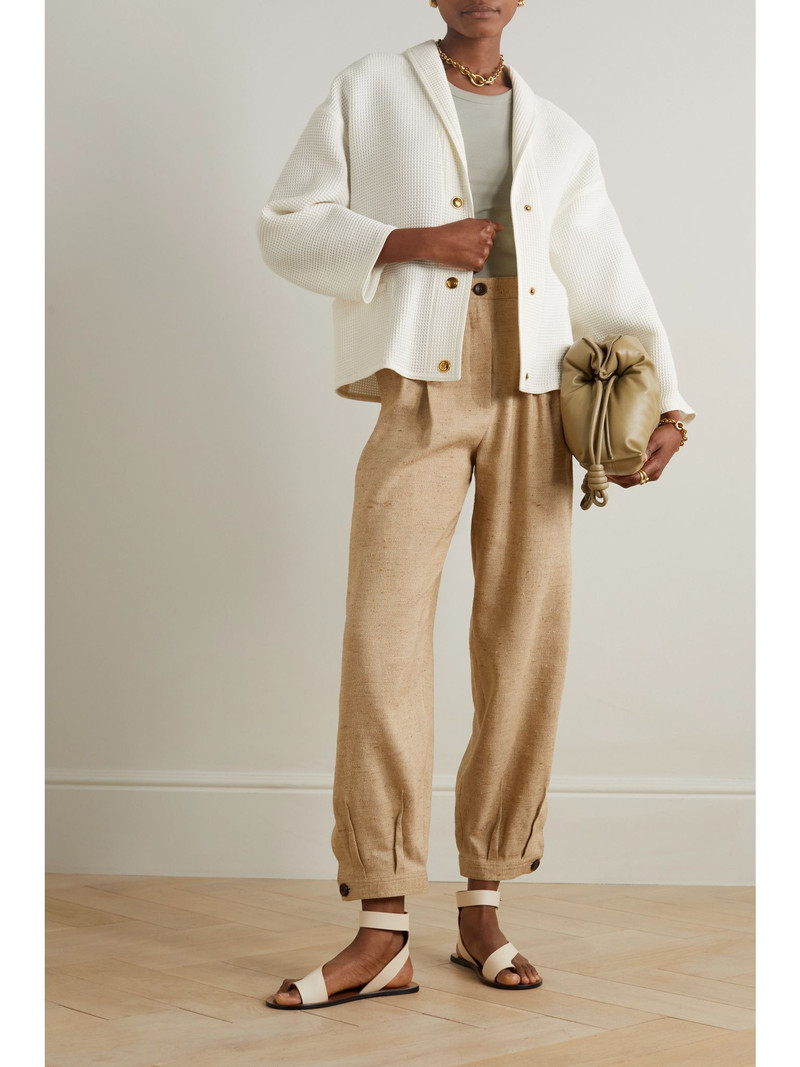 Loro Piana Shana waffle-knit cotton cardigan White outlook