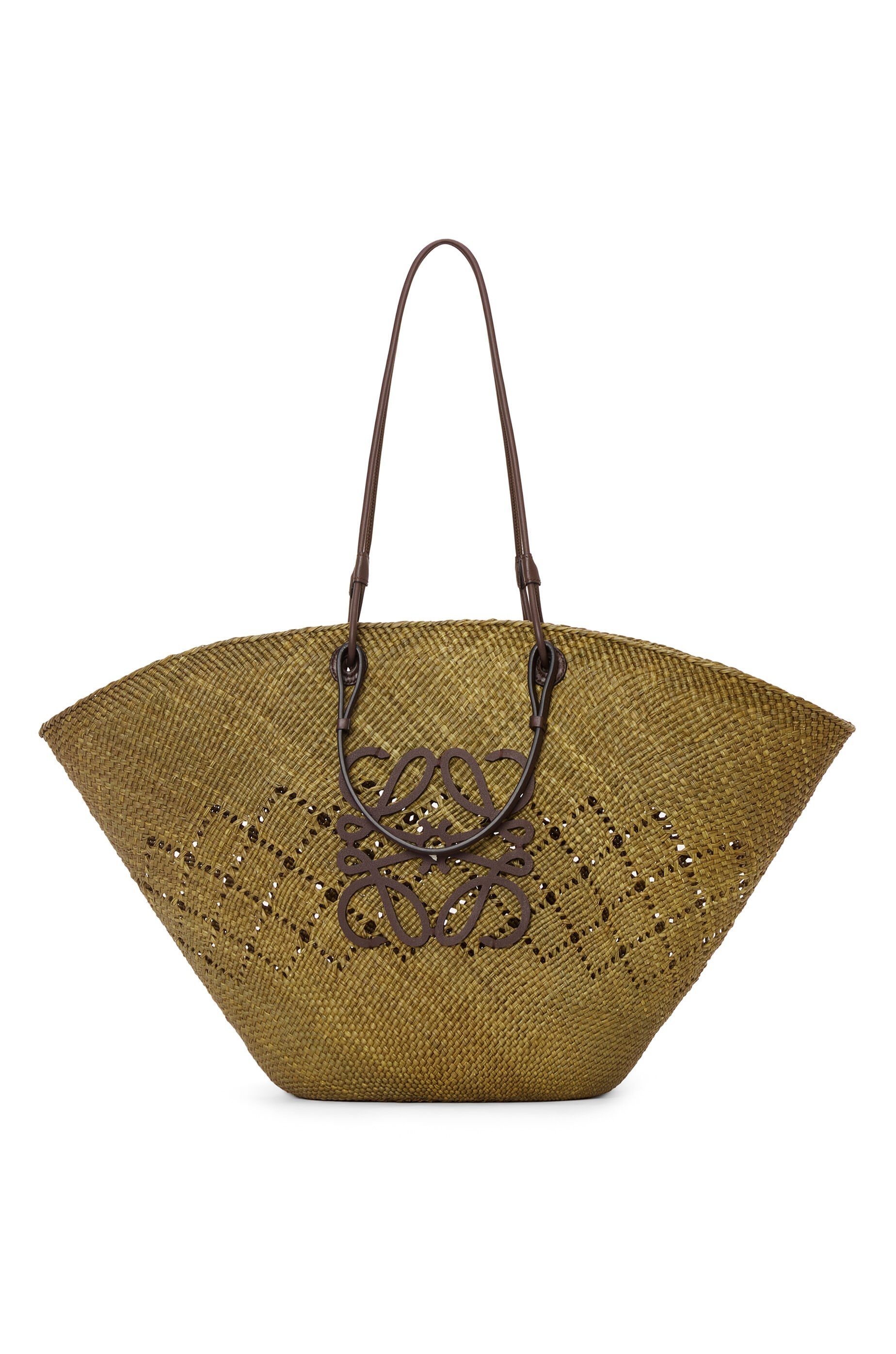 Large Anagram Basket bag in iraca palm and calfskin - 1