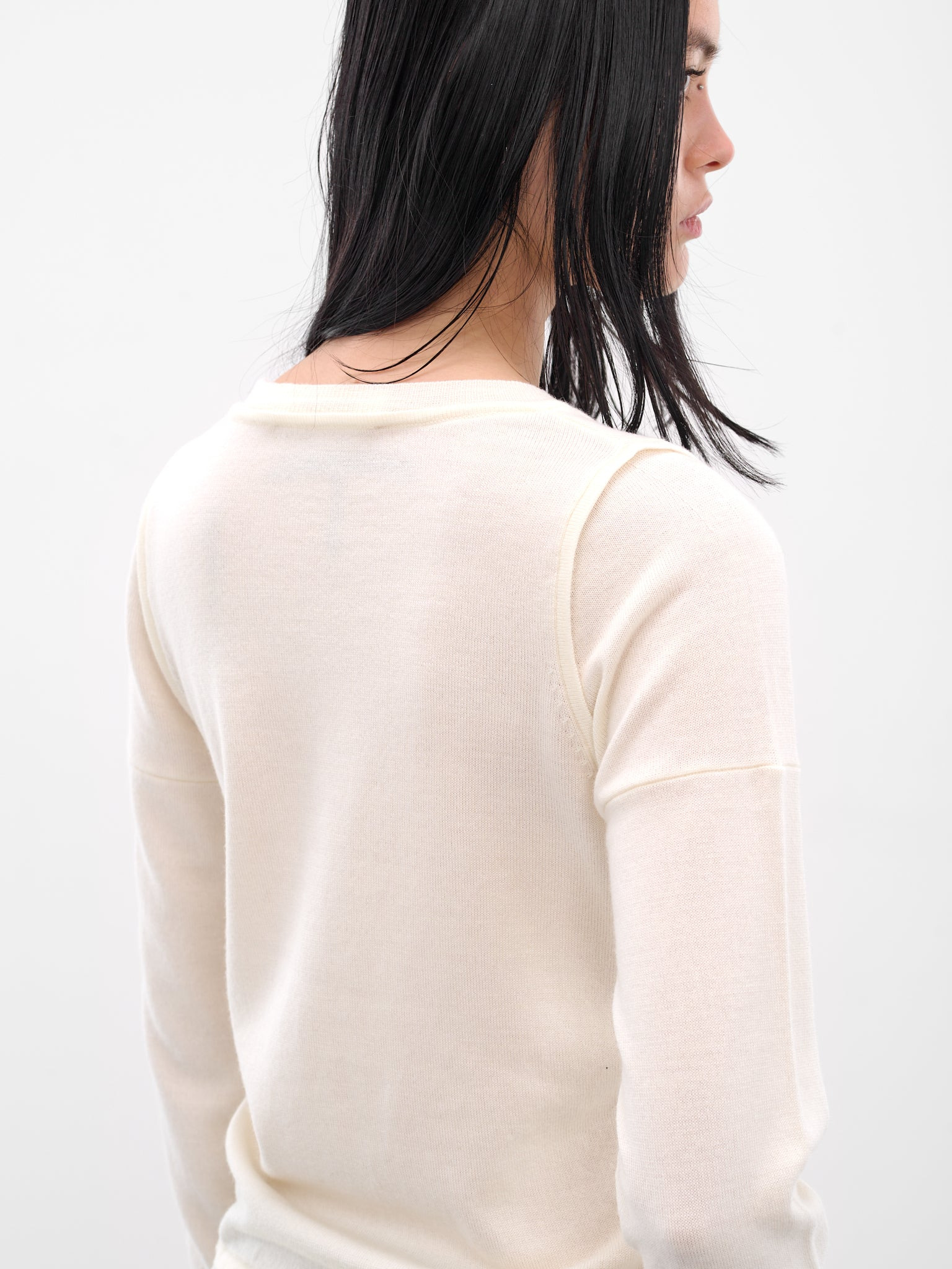 White Double Long Sleeve Sweater - 5