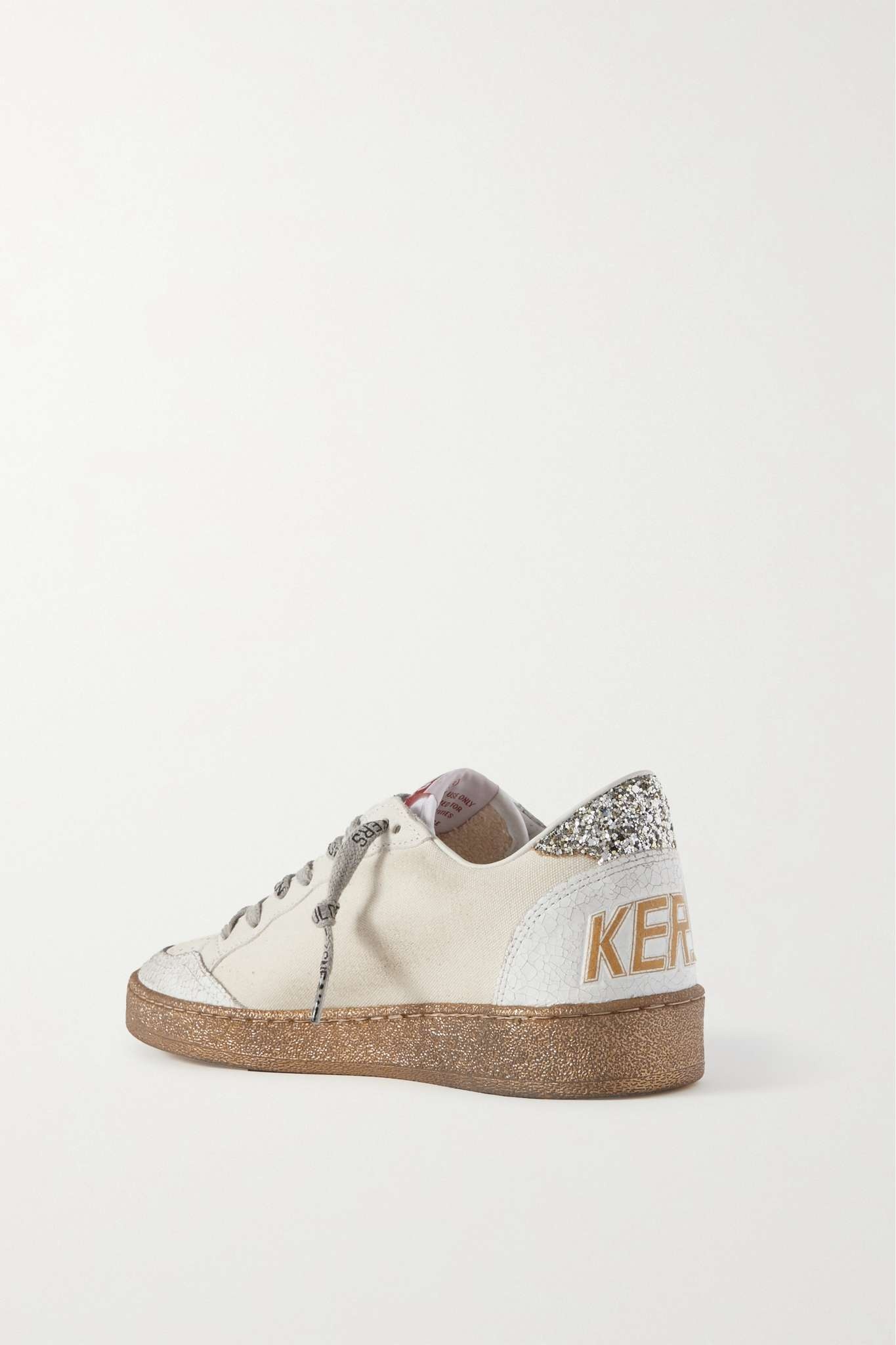 Ball Star distressed metallic leather and canvas sneakers - 3