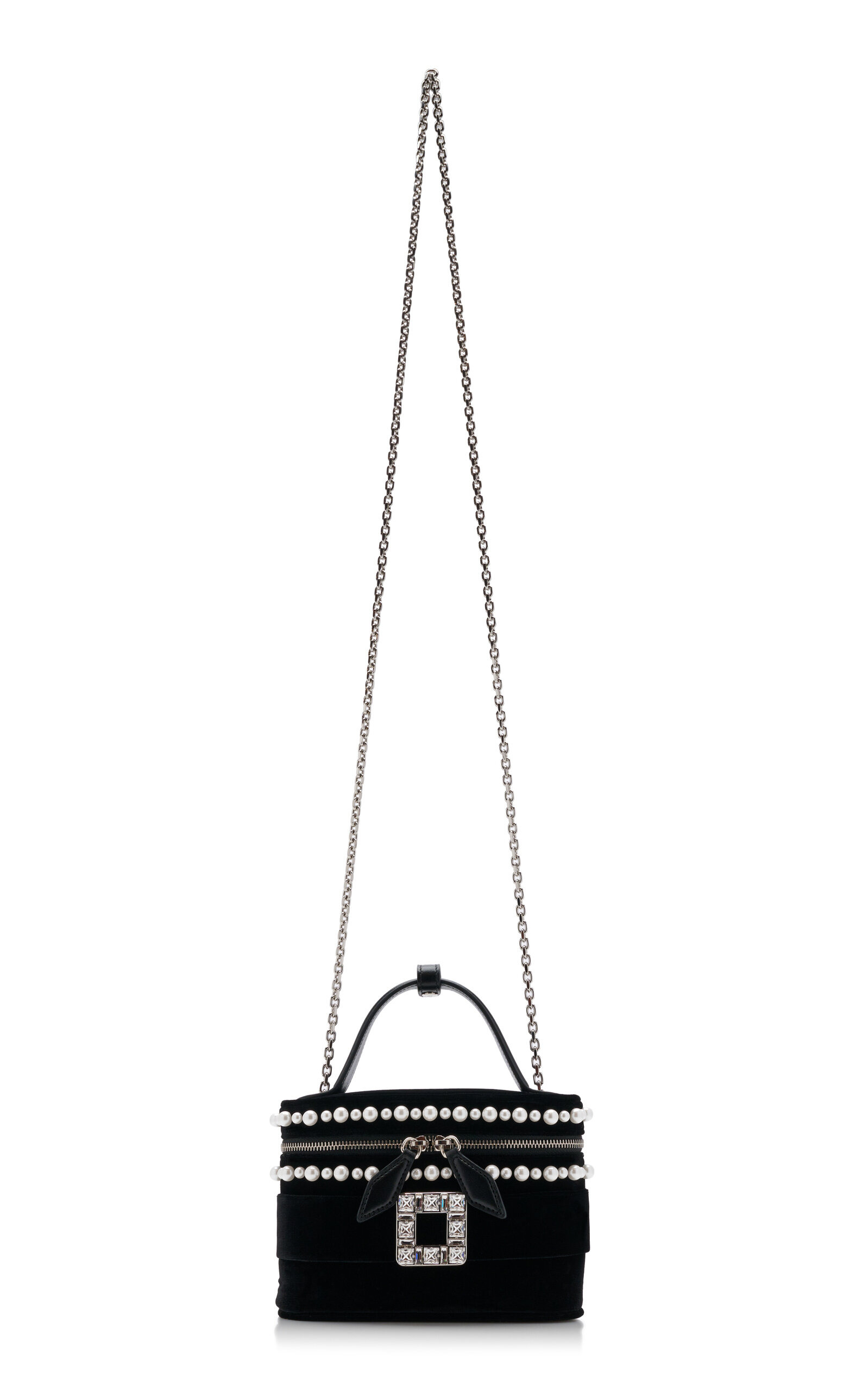 Pearl-Embellished Velvet Vanity Micro Bag black - 3
