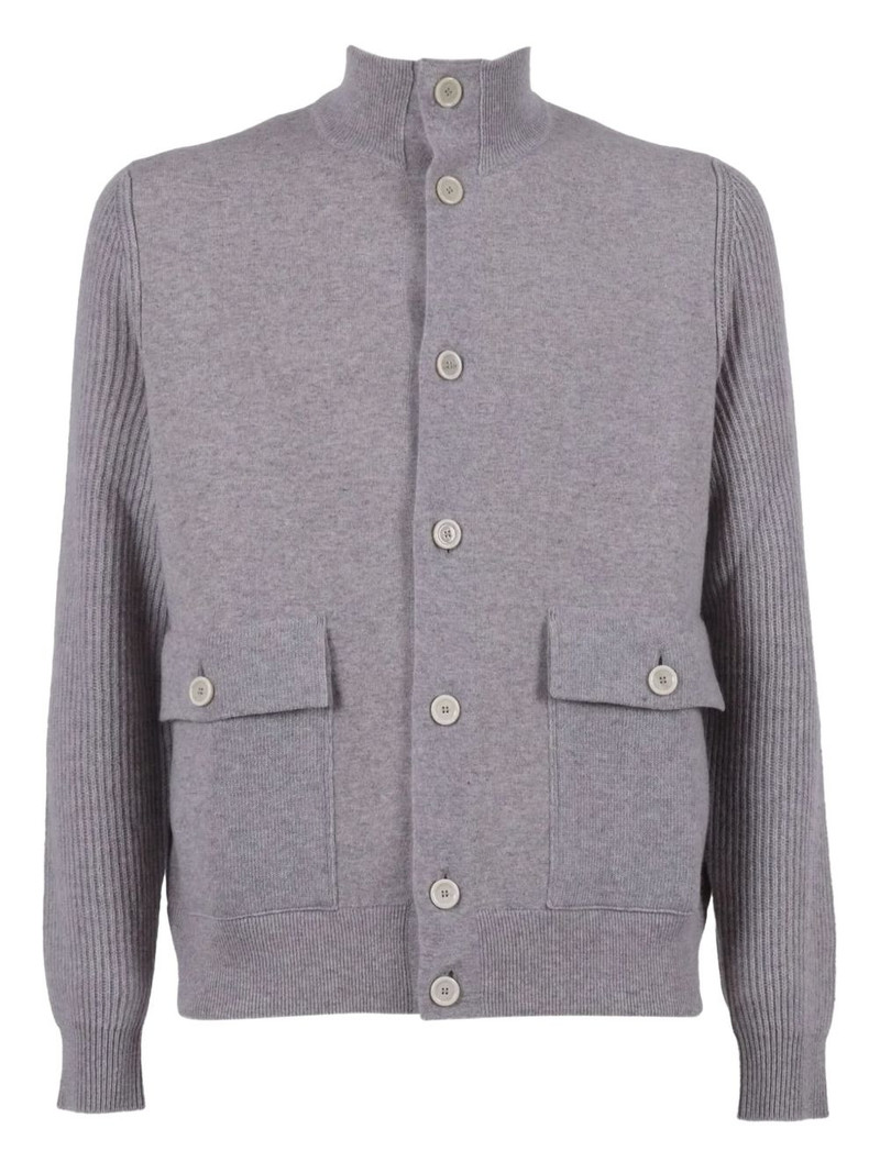 ribbed-panel wool cardigan 1