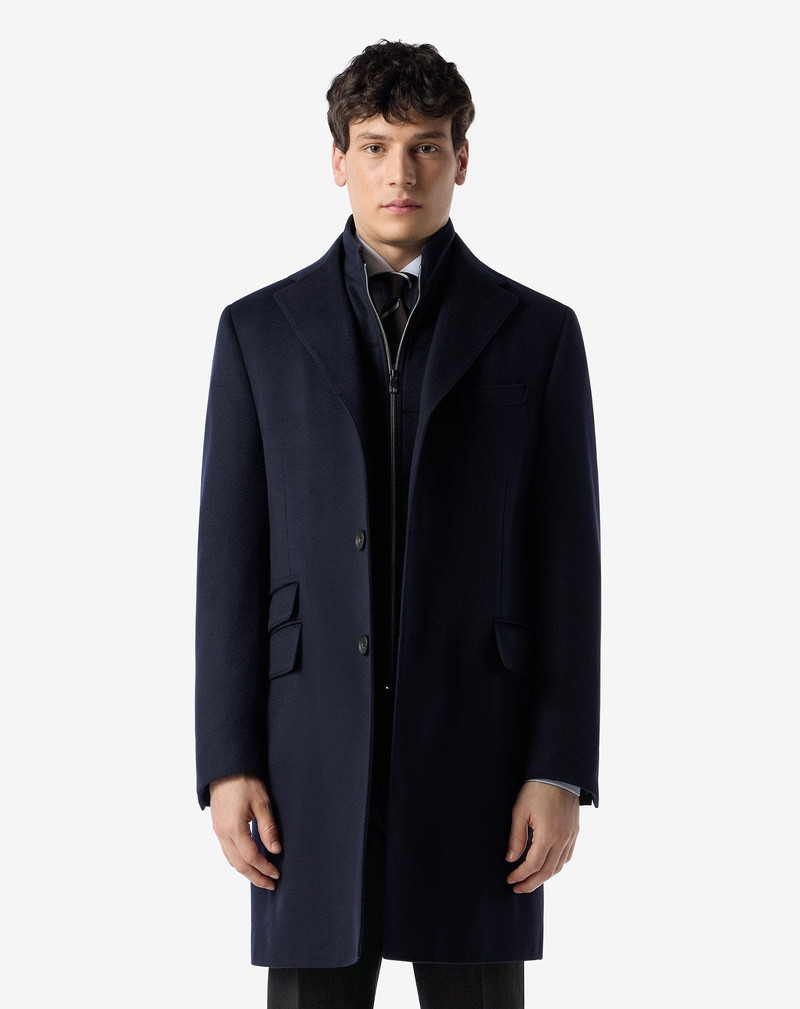 CORNELIANI Navy blue wool beaver coat outlook