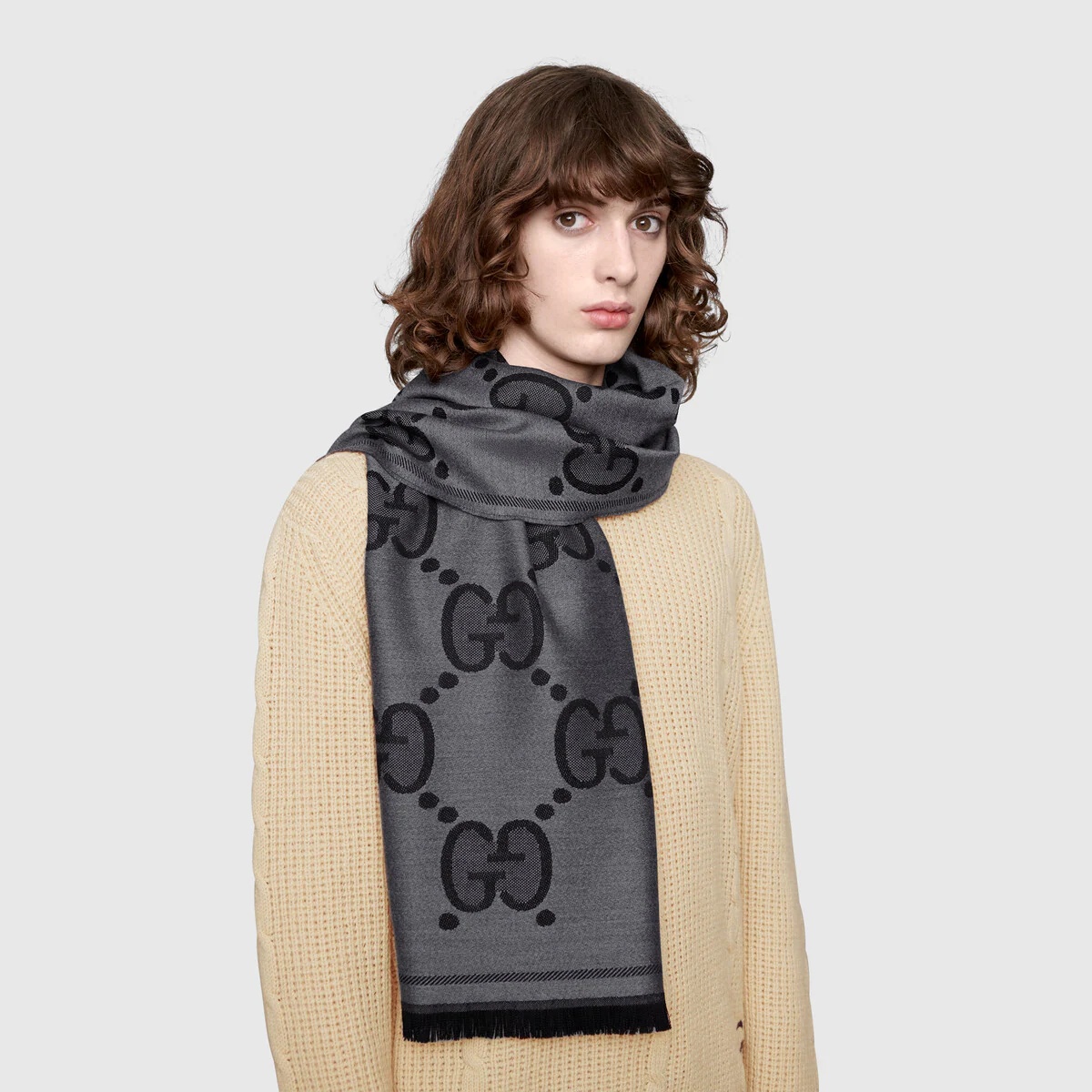 GG wool jacquard scarf - 3