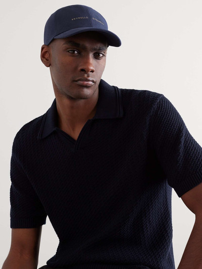 Brunello Cucinelli Logo-Embroidered Leather-Trimmed Cotton-Twill Baseball Cap outlook