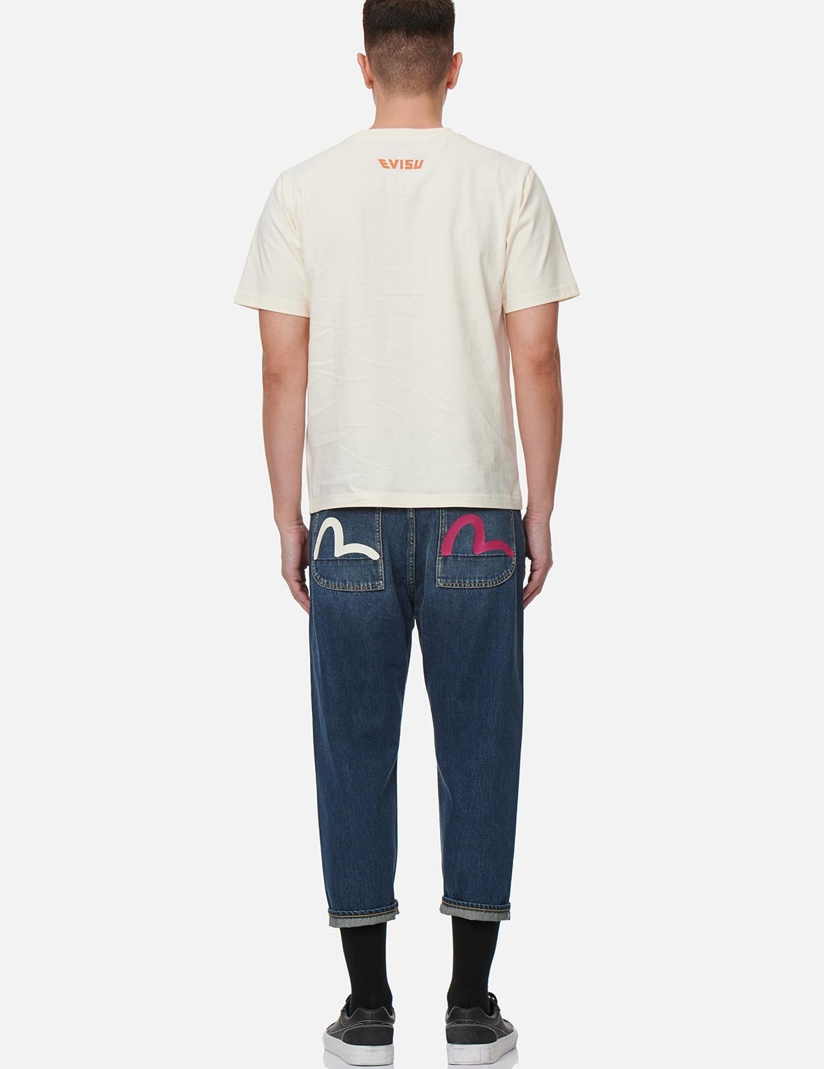 BI-COLOR SEAGULL PRINT CROPPED FIT JEANS #2027 - 5
