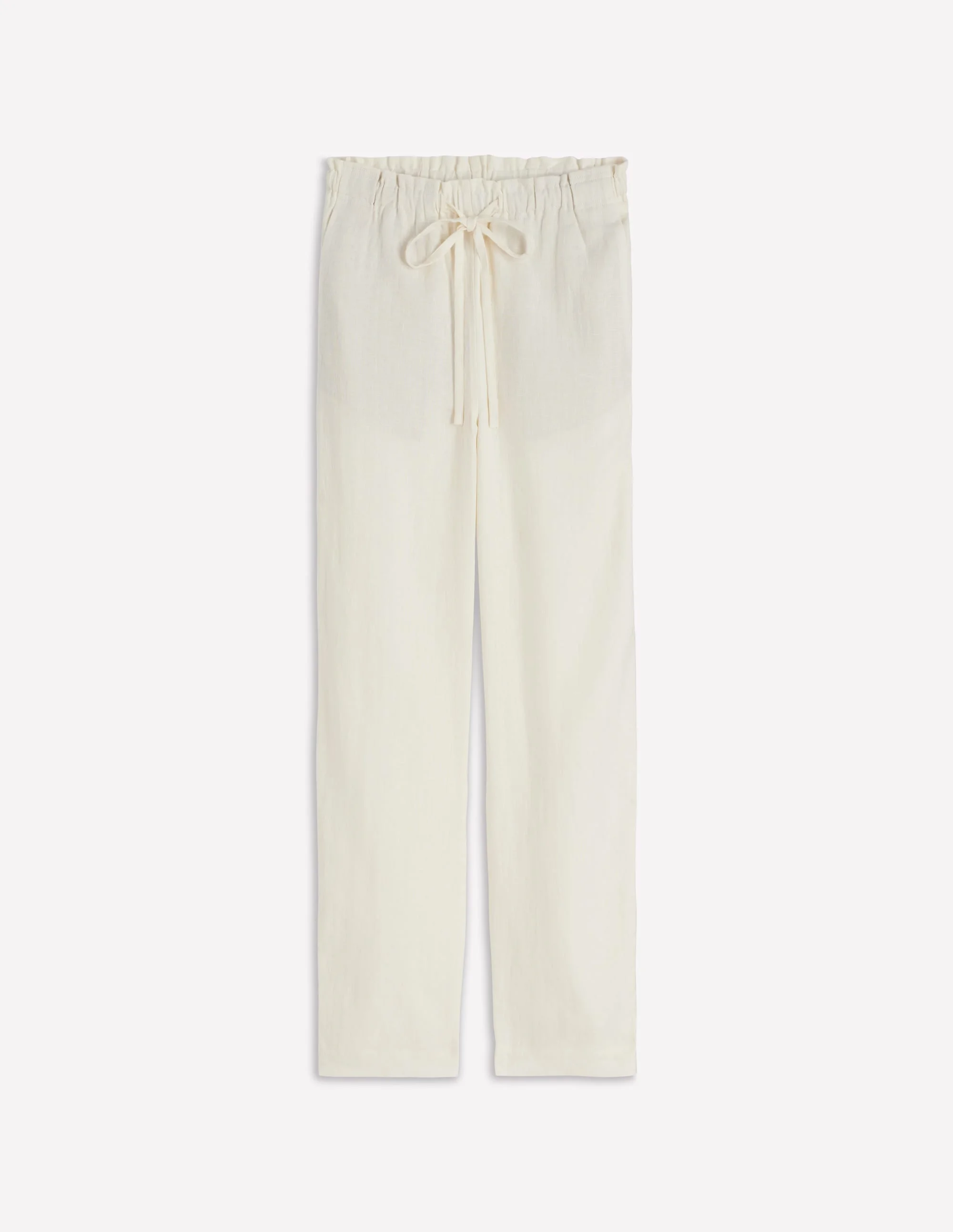 Islington Linen Crop Pants-Ivory - 1