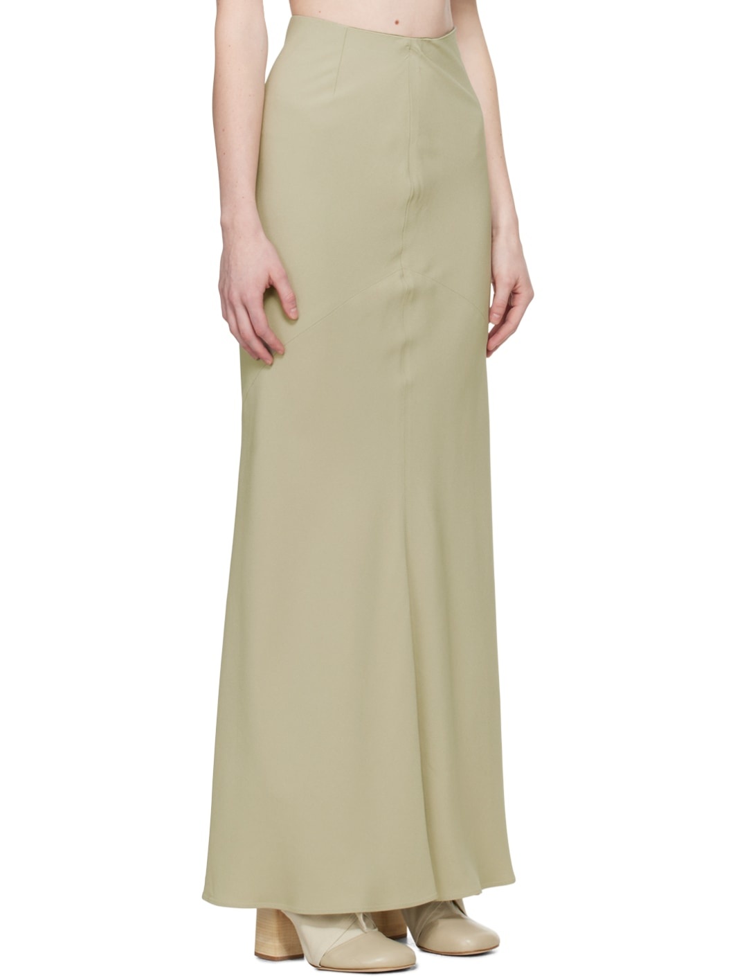 Green Bias-Cut Maxi Skirt - 2