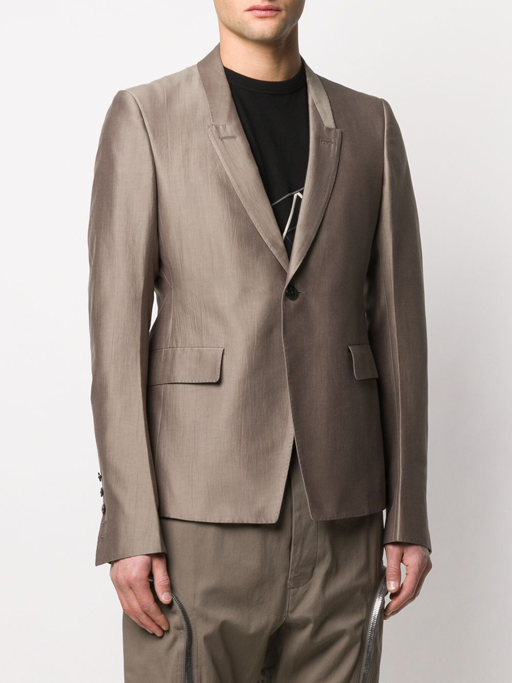 Rick Owens Men Jacket Single Breasted Silk Cotton - 7
