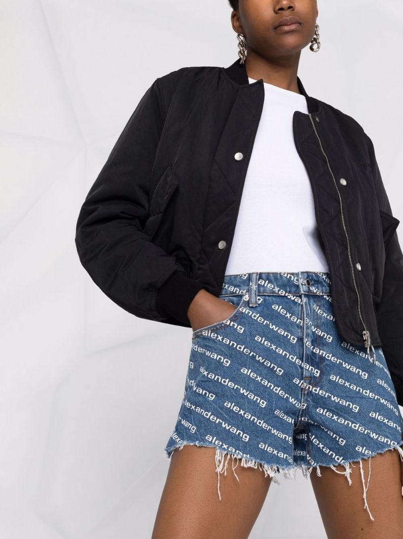 logo-print denim shorts - 3