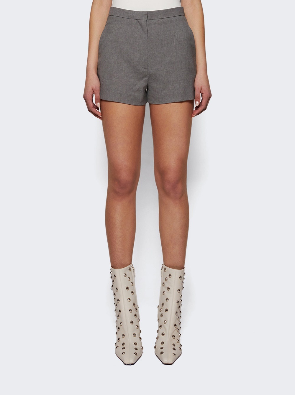 Serge Tailored Mini Shorts Grey Melange - 3