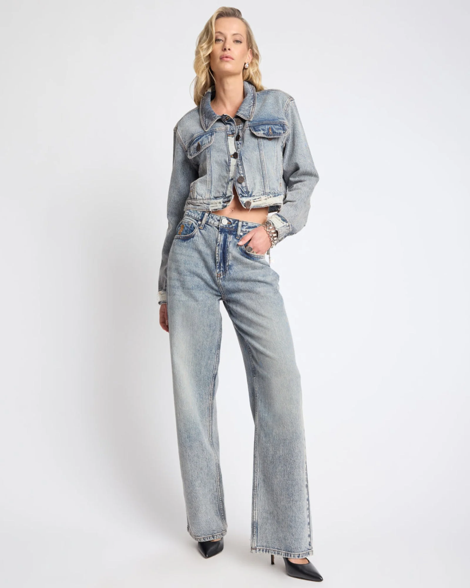 Icon High Waist Straight Leg Denim Jeans - Cloud Blue - 1