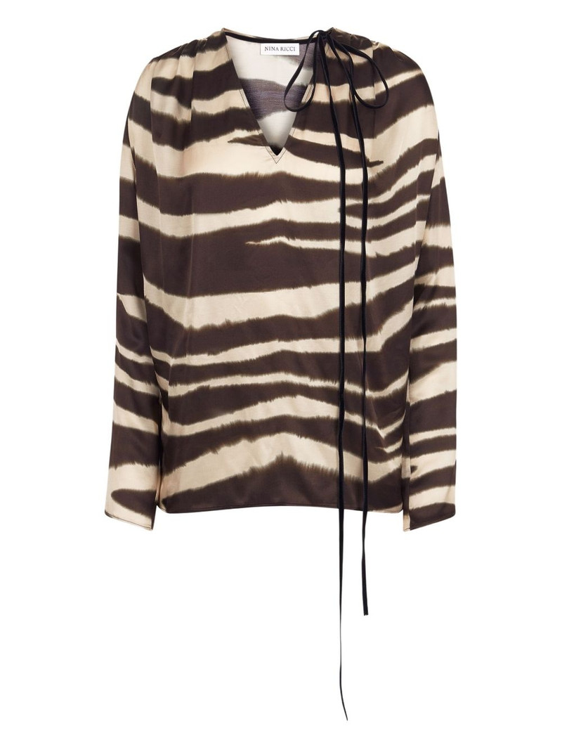 zebra-print V-neck top 1