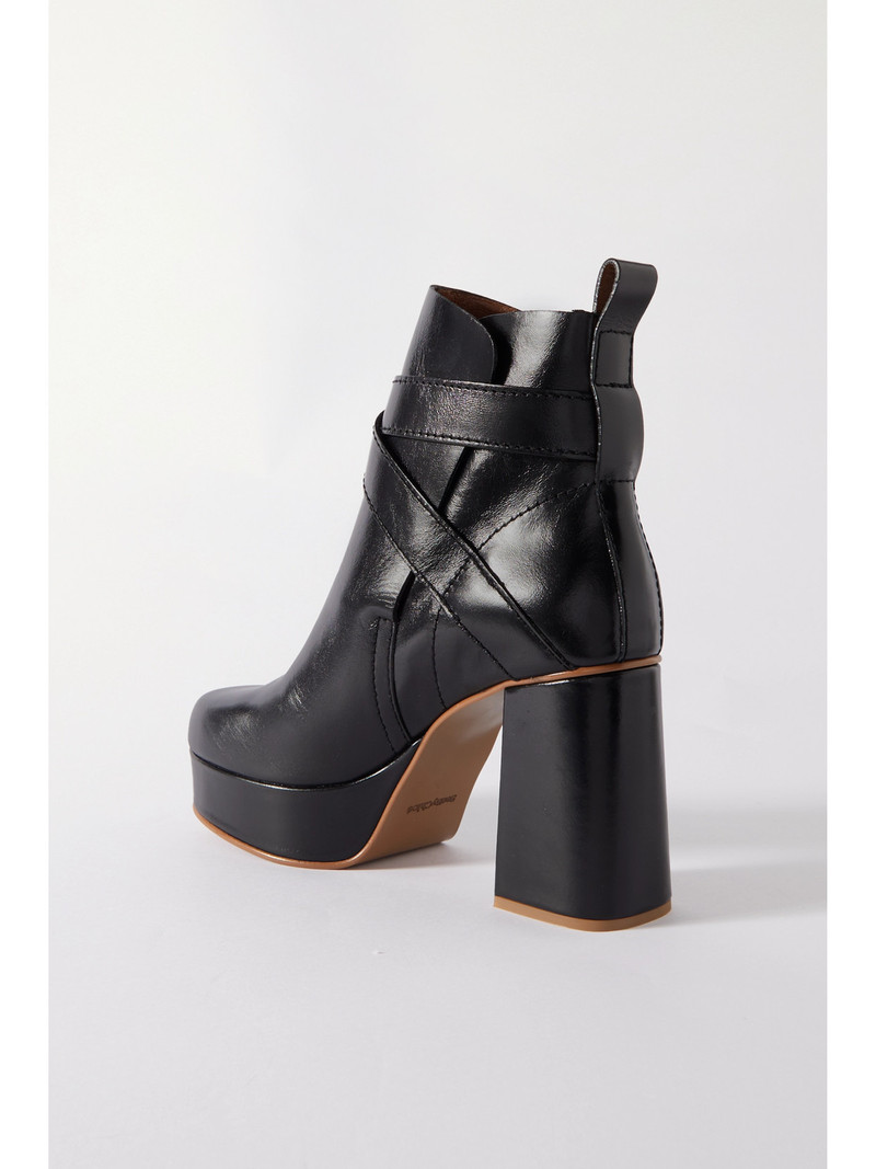 Lyna Buckled Leather Ankle Boots 3