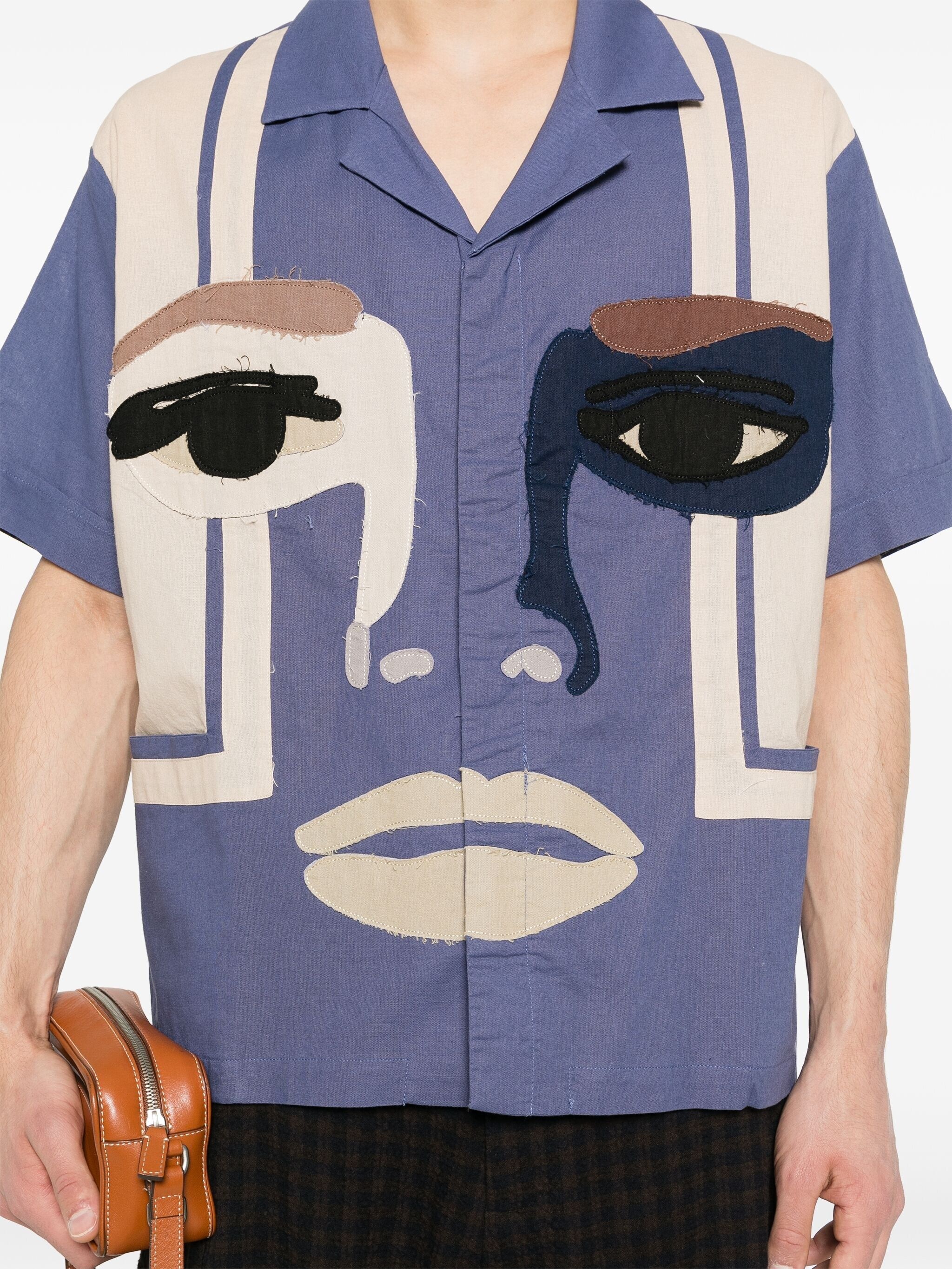 face-patch motif shirt - 5
