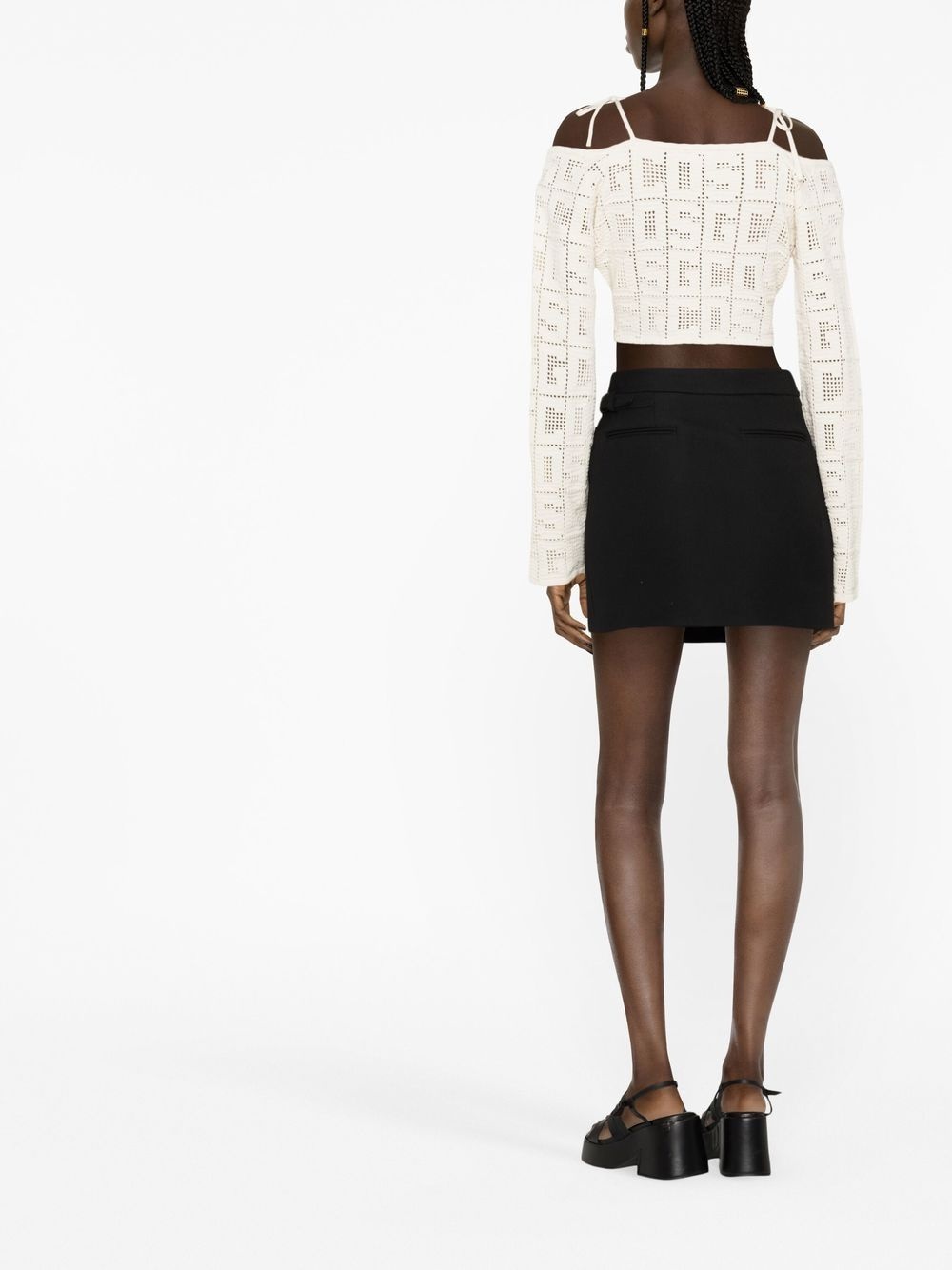 crochet-knit logo crop top - 4