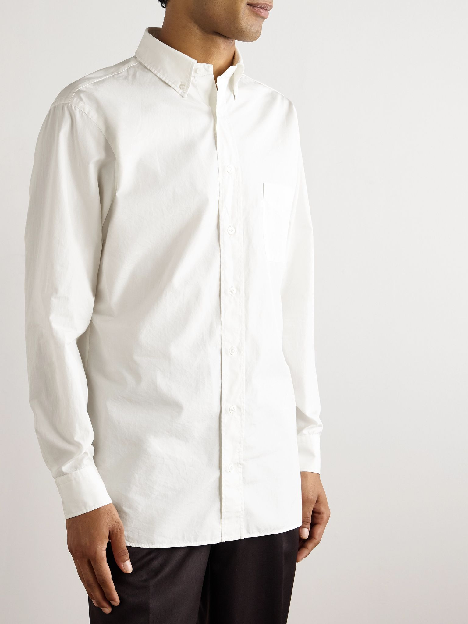 Button-Down Collar Cotton-Poplin Shirt White - 3
