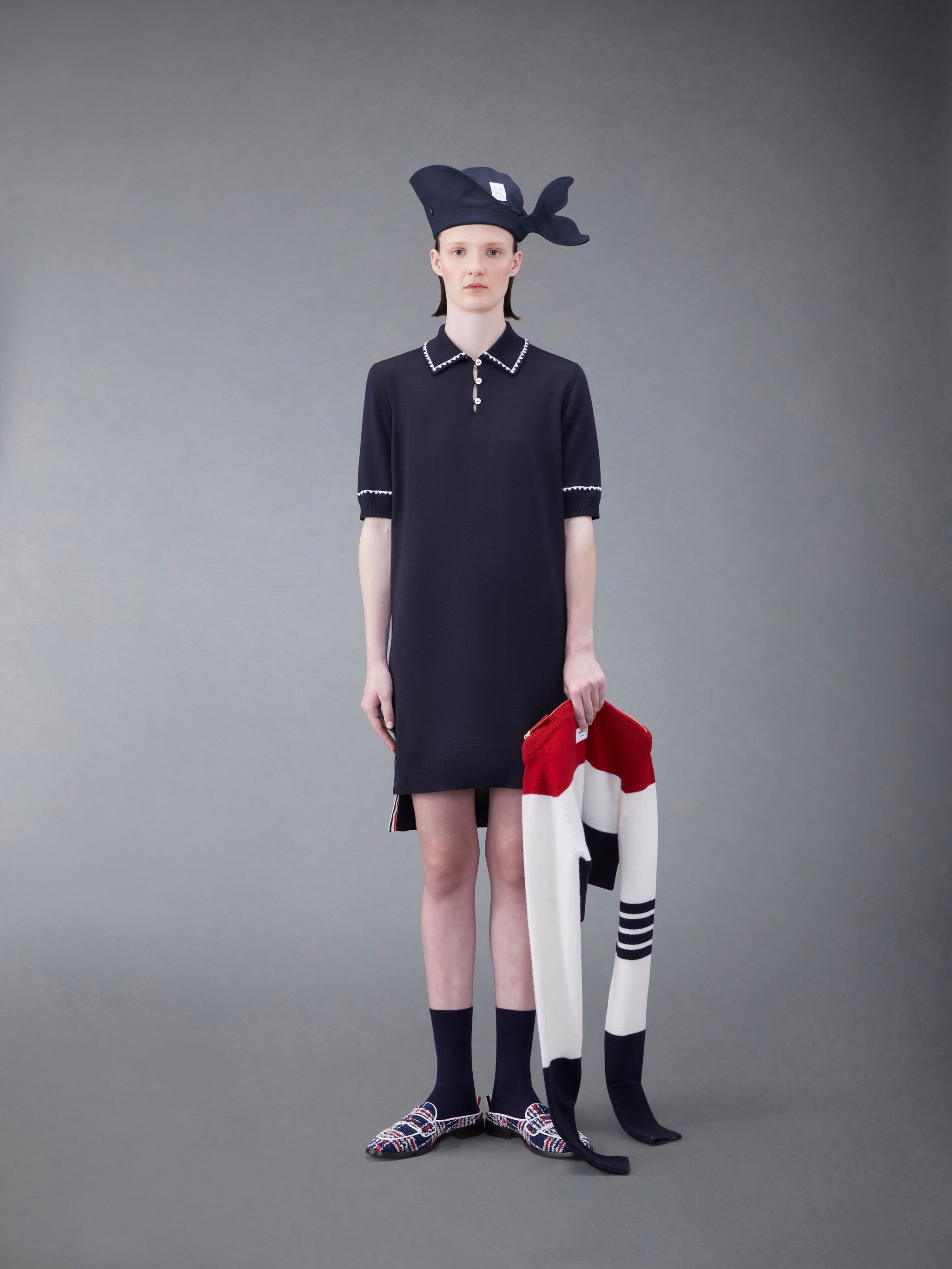 Silk Cotton Jersey Embroidered Short Sleeve Polo Dress - 4