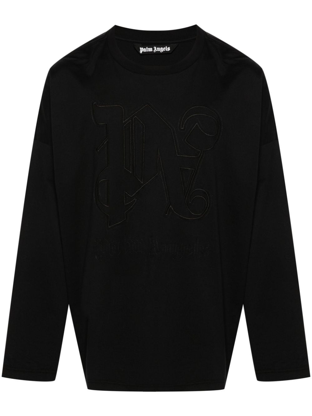 monogram-embroidered cotton T-shirt - 1