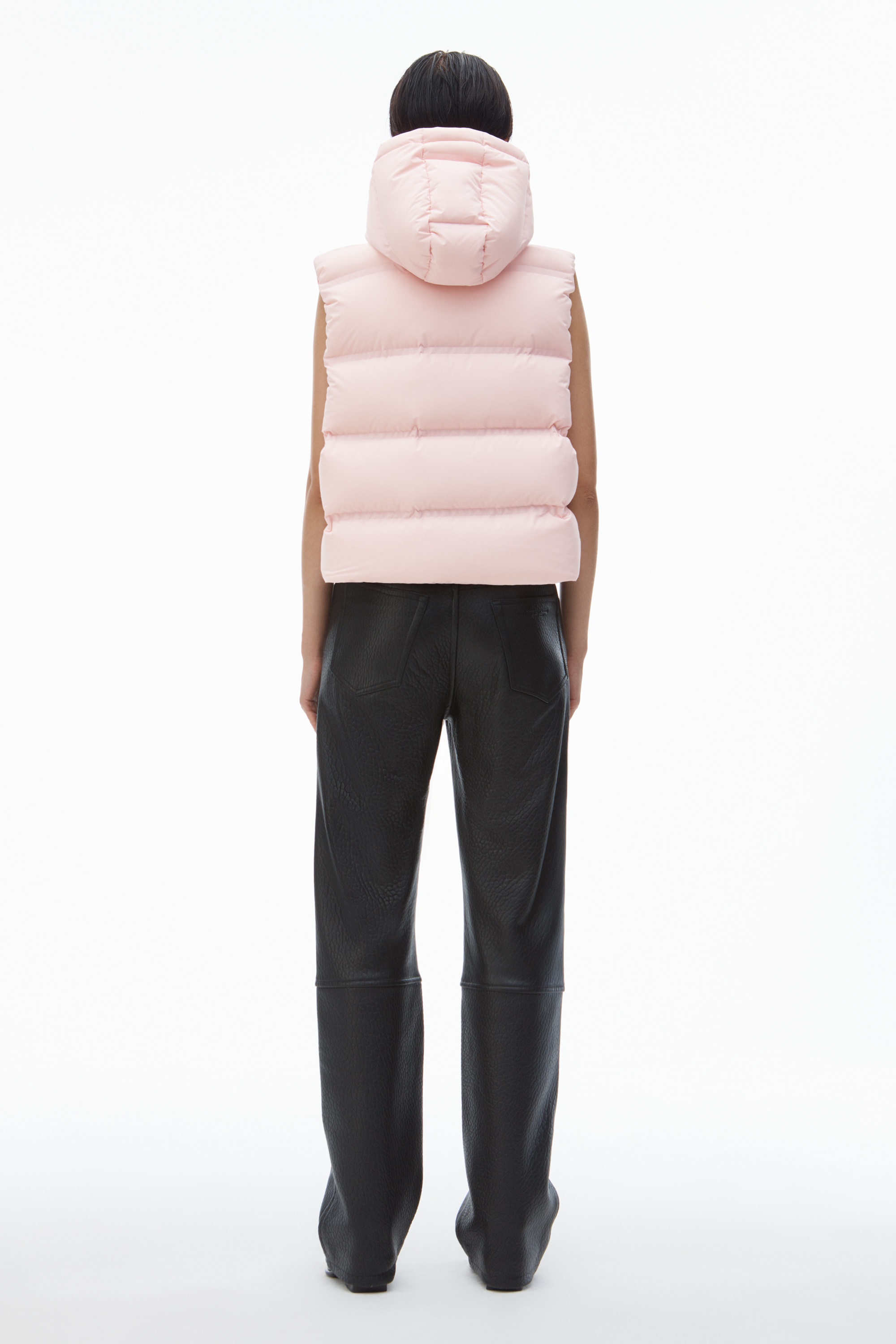 cropped channel vest in feather & down - 5