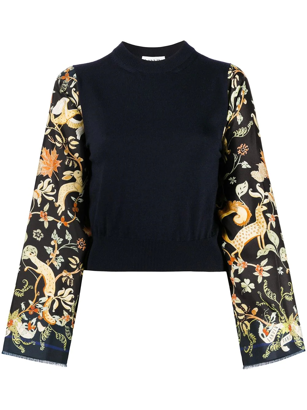 floral printed sleeves jumper - 1