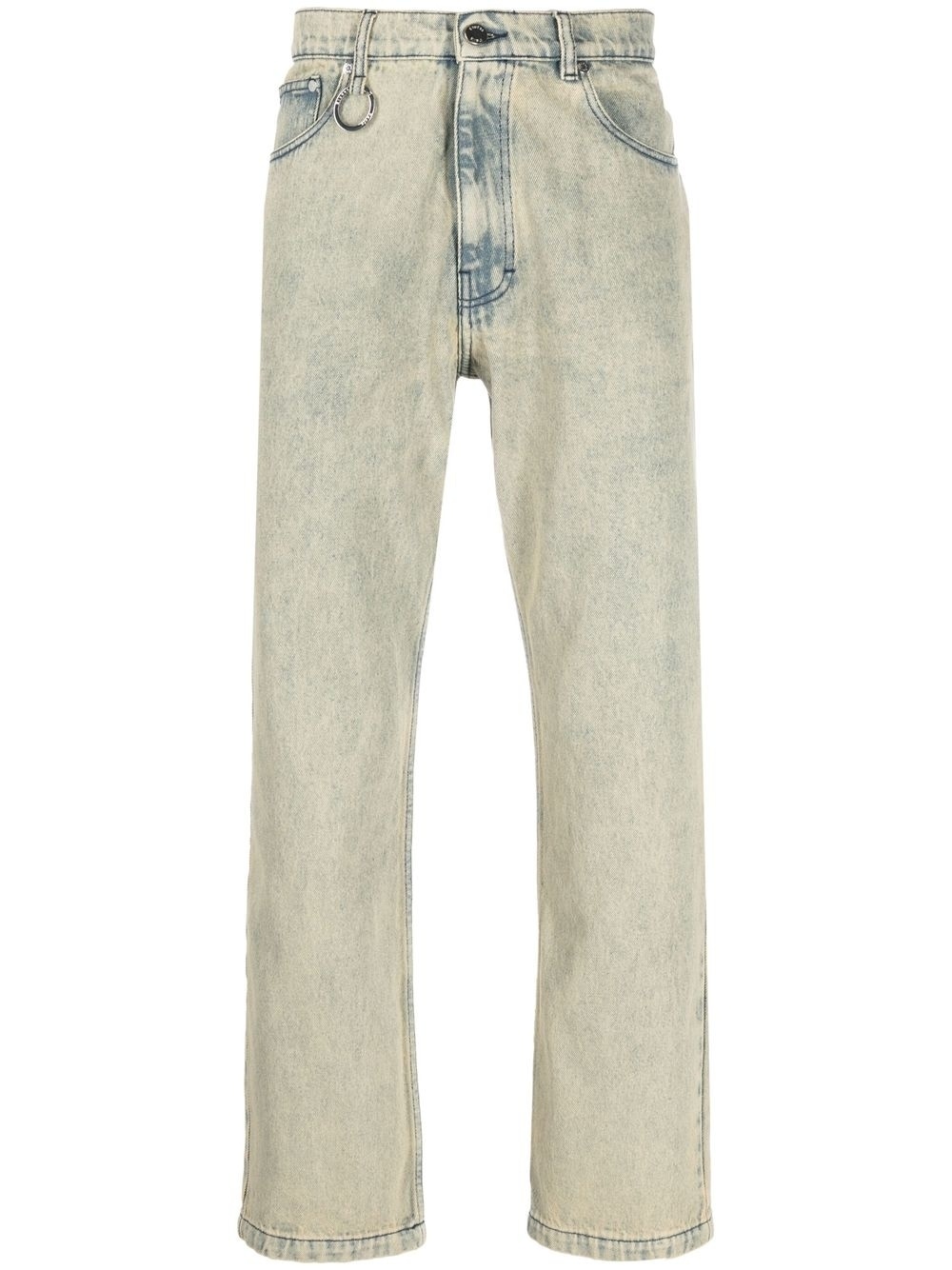 washed straight-leg jeans - 1