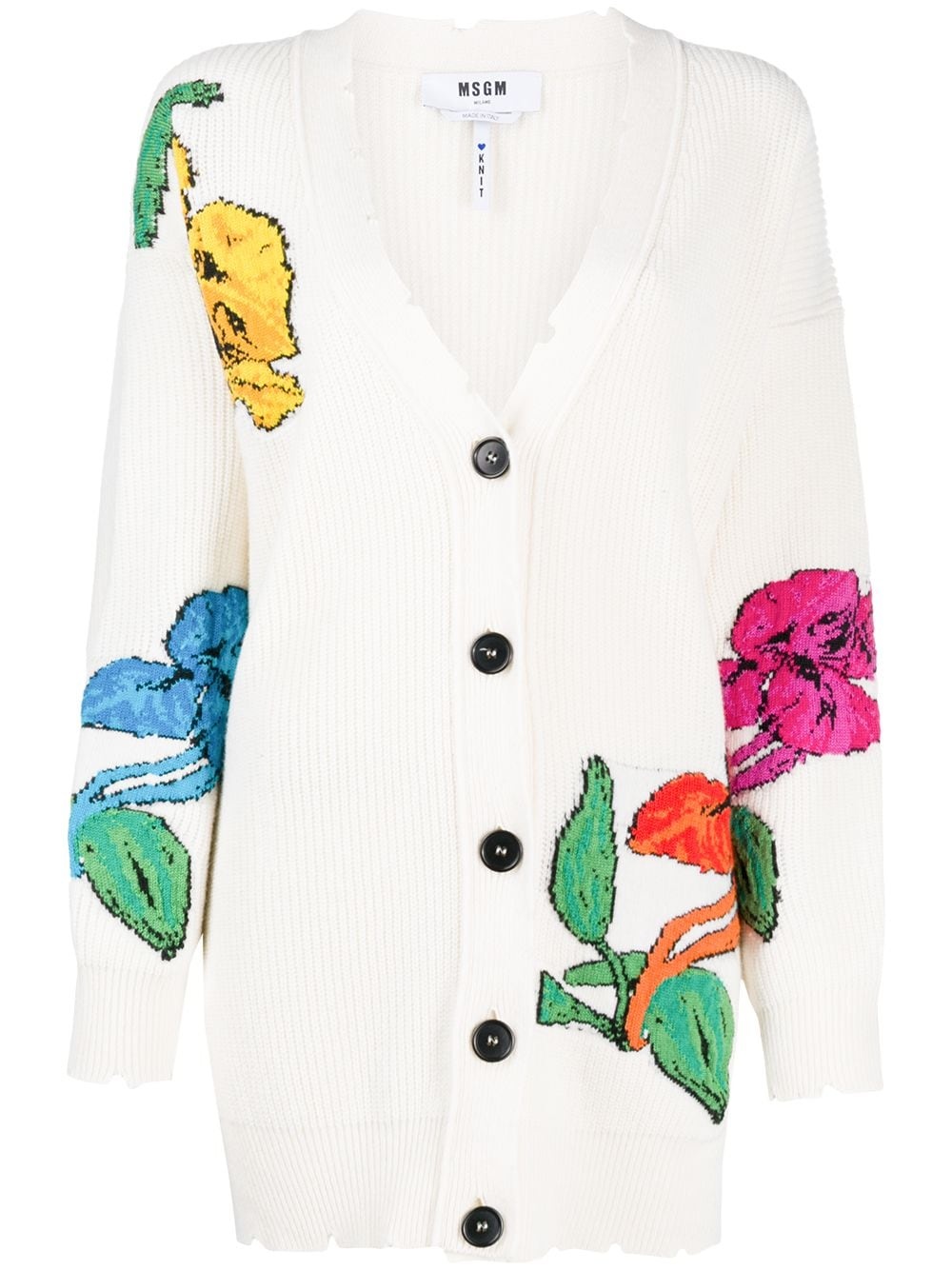 floral print knitted cardigan - 1