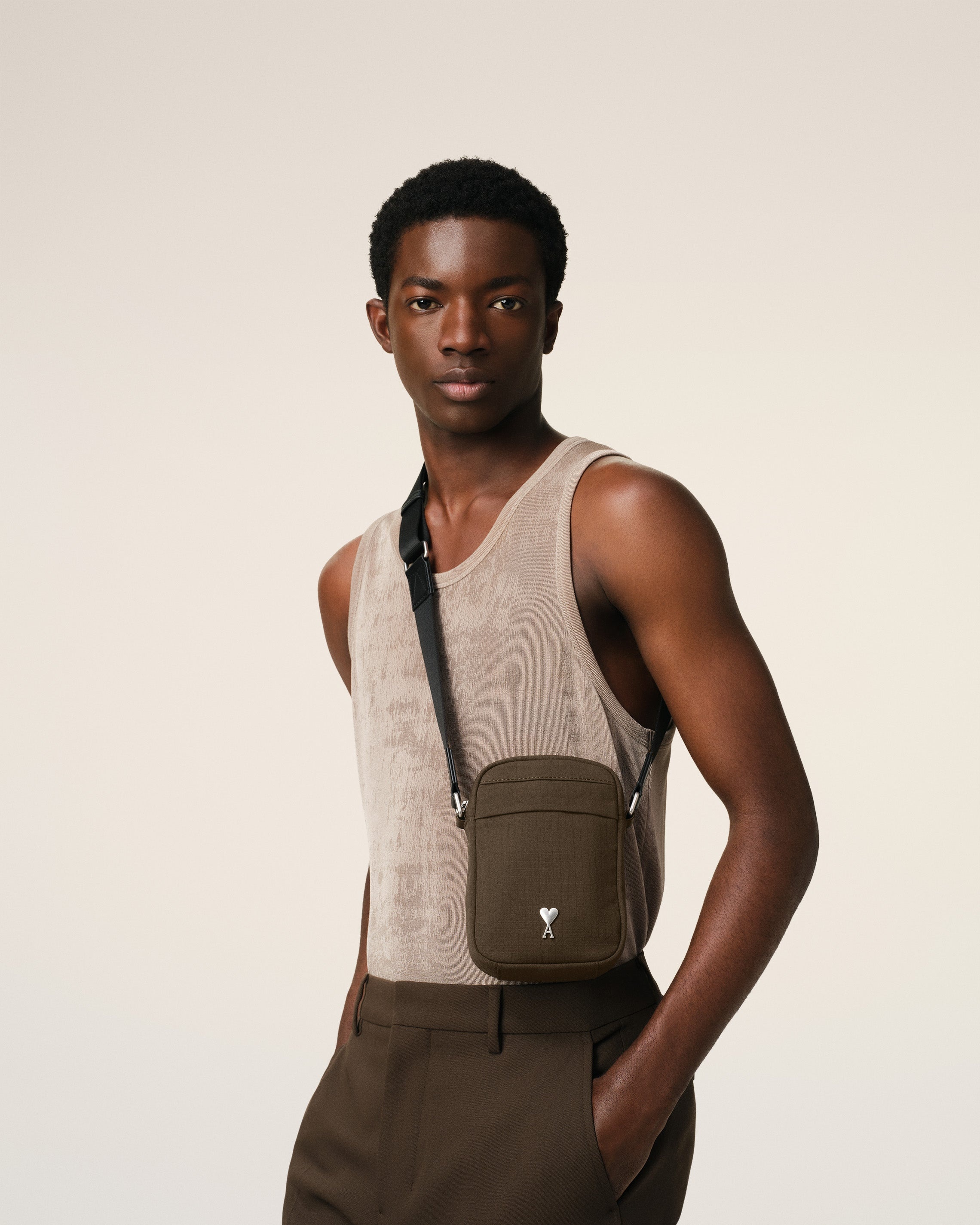 GREEN CANVAS SMALL AMI DE COEUR CROSSBODY BAG - 6