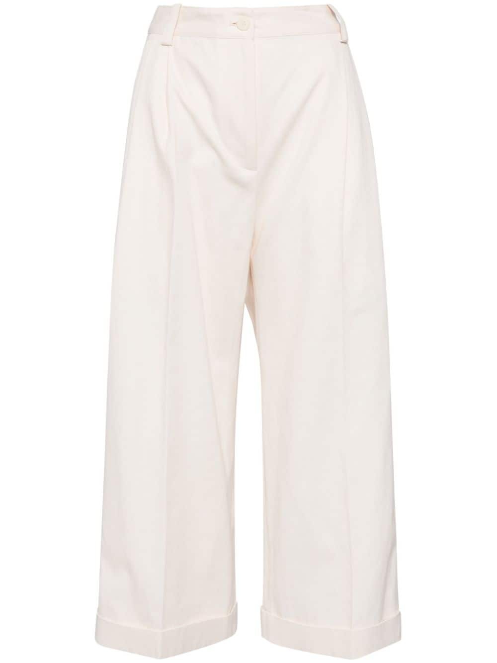 pleated rolled-hem trousers - 1